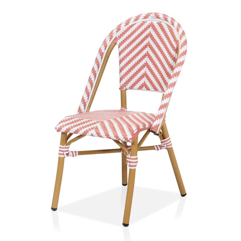 Furniture of America Acti Modern Aluminum Patio Dining Chair in Pink - Outdoor Dining Set for Garden, Poolside, and Backyard Relaxation