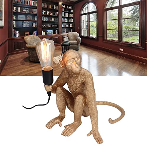 Monkey Shape E27 Resin Desk Lamp - 110-220V US Plug, Cute Bedside Table Light for Home, Library & Office Decor - Perfect for Kids' Room, Reading Nook & Nightstand Lighting