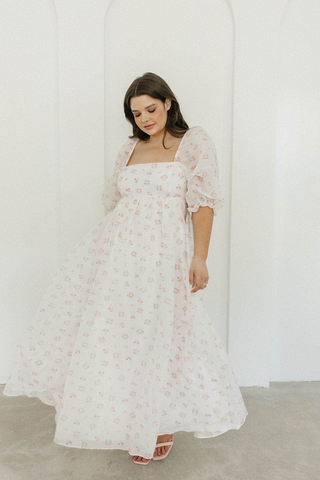 Mona Maxi Dress with Smocking - Blush Floral Print, Bump Friendly Maternity Dress, Inclusive Sizing S-3XL | Perfect for Weddings, Beach Vacations & Summer Outfits
