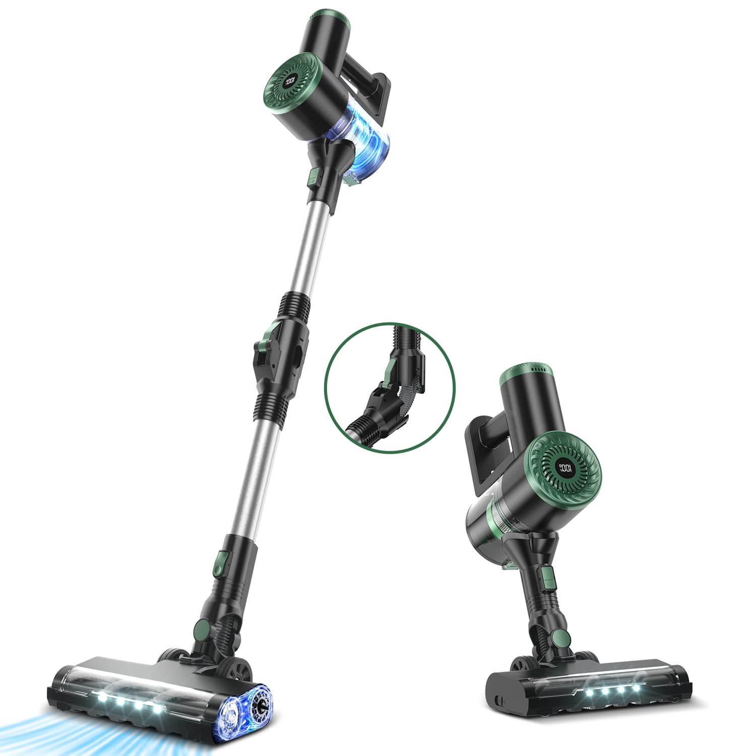 PRETTYCARELIFE Cordless Vacuum Cleaner - Powerful Rechargeable Stick Vacuum for Home with 180° Bendable Wand, Self-Standing & Pet Hair Cleaning | Lightweight Wireless Vacuum for Hardwood Floors, Carpets & Stairs | Perfect for Pet Owners & Quick Home Cleaning