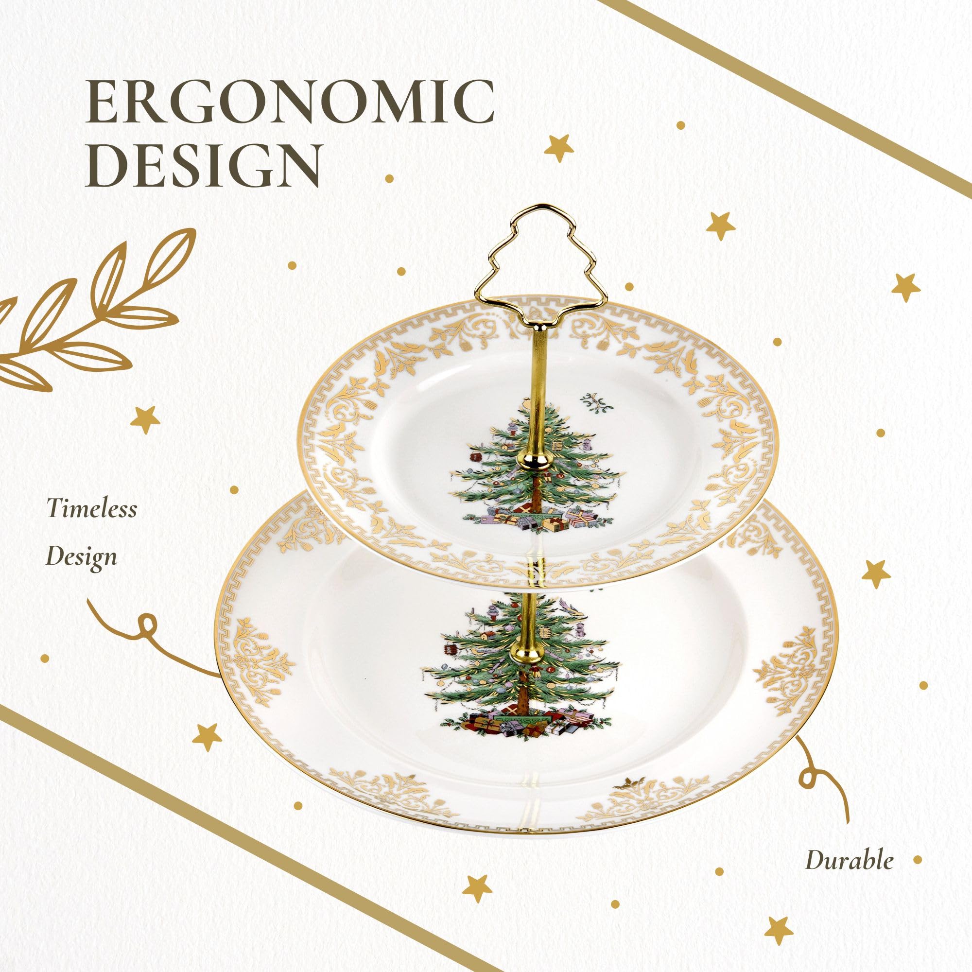 Gold Christmas Tree Cake Stand - Elegant Holiday Dessert Display for Parties, Weddings & Festive Celebrations