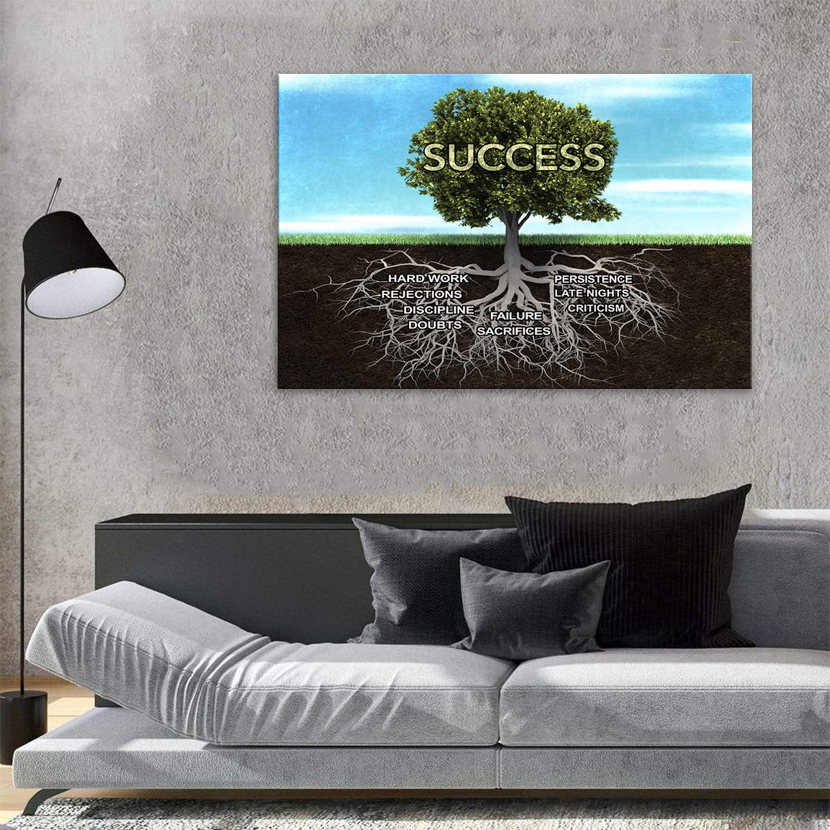 Urttiiyy Success Tree Motivational Canvas Wall Art - Inspirational Entrepreneur Quotes Painting Prints for Office, Gym, Classroom - Framed Ready to Hang Decor - Perfect for Home Office, Workout Room & Study Space