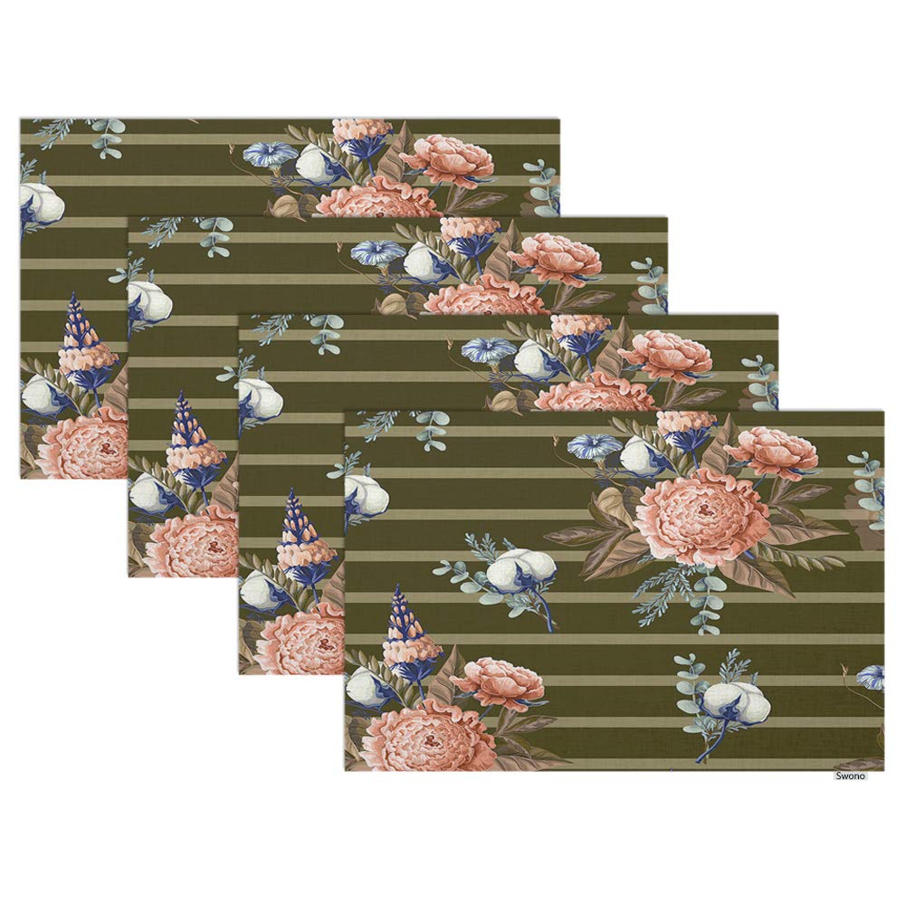 Swono Peony Flower Placemat Set of 4 - 12