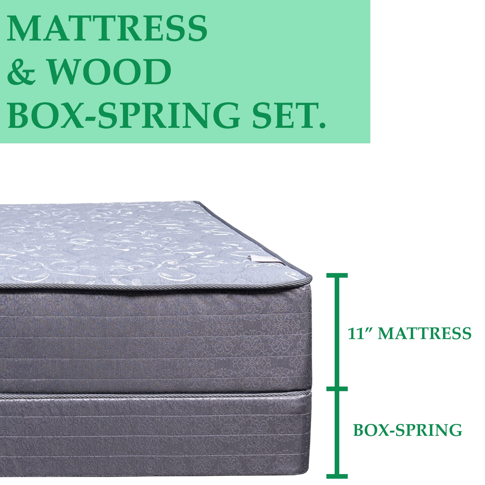 11-Inch Firm Euro Top Gel Memory Foam Hybrid Mattress Set with 8