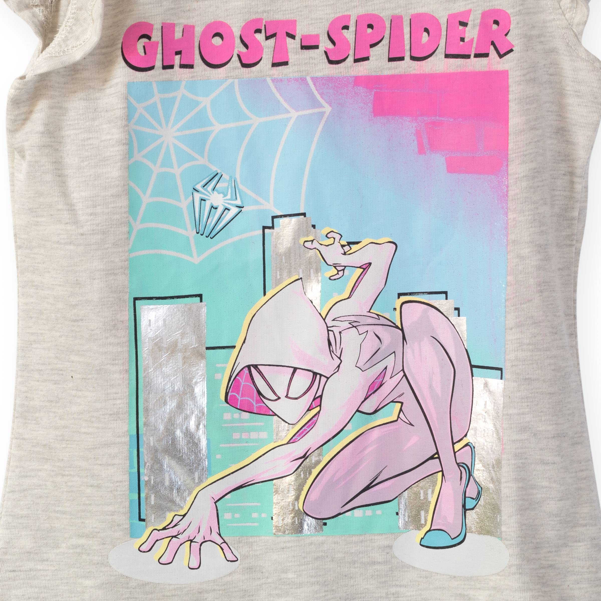 Marvel Ghost-Spider Graphic Print Ruffle T-Shirt & Leggings Set for Kids - Superhero Costume, Cosplay Outfit, Halloween Dress Up, Birthday Party Theme Wear