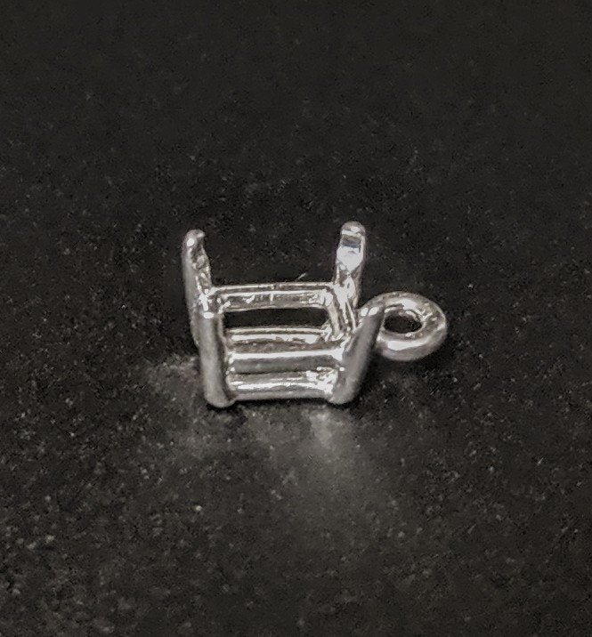 Solid Sterling Silver or 14k Gold 7x5mm Emerald Cut Dangle Pendant Setting - Handcrafted in USA (20x18mm) - Perfect for Necklaces, Earrings & Jewelry Making