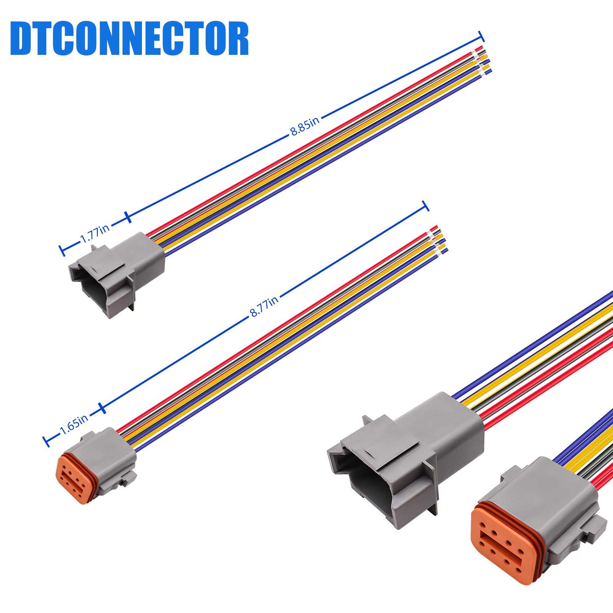 HiSport 8 Pin DT Connectors Waterproof Kit - Male & Female Wire Connectors for Car, Truck, Boat - Durable Electrical Connection for Automotive, Marine & Off-Road Vehicles - 1 Set