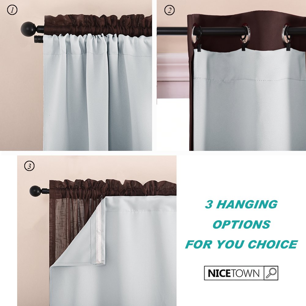 NICETOWN Blackout Thermal Insulated Window Curtains - 95 Inch Rod Pocket Darkening Drapes for Bedroom & Living Room (2 Panels, 27