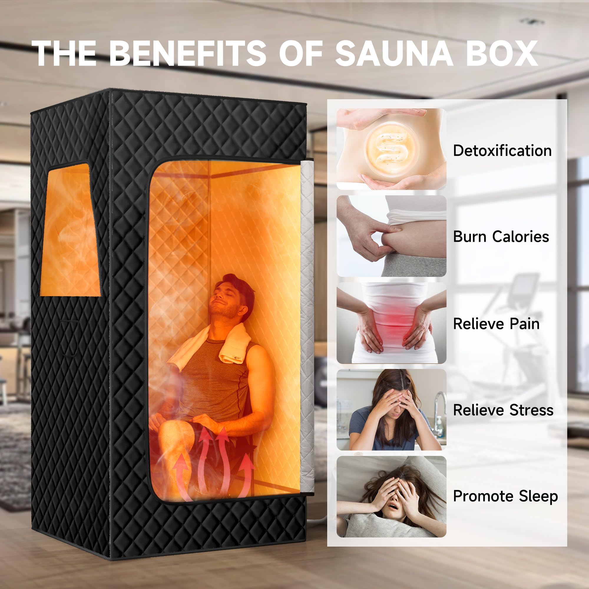 Real Relax Portable Steam Room for Home - 3'x3'x5.9' Personal Sauna Tent with 1500W Steamer, 6-Minute Fast Heating & Remote Control | Perfect for Relaxation, Detox & Muscle Recovery at Home