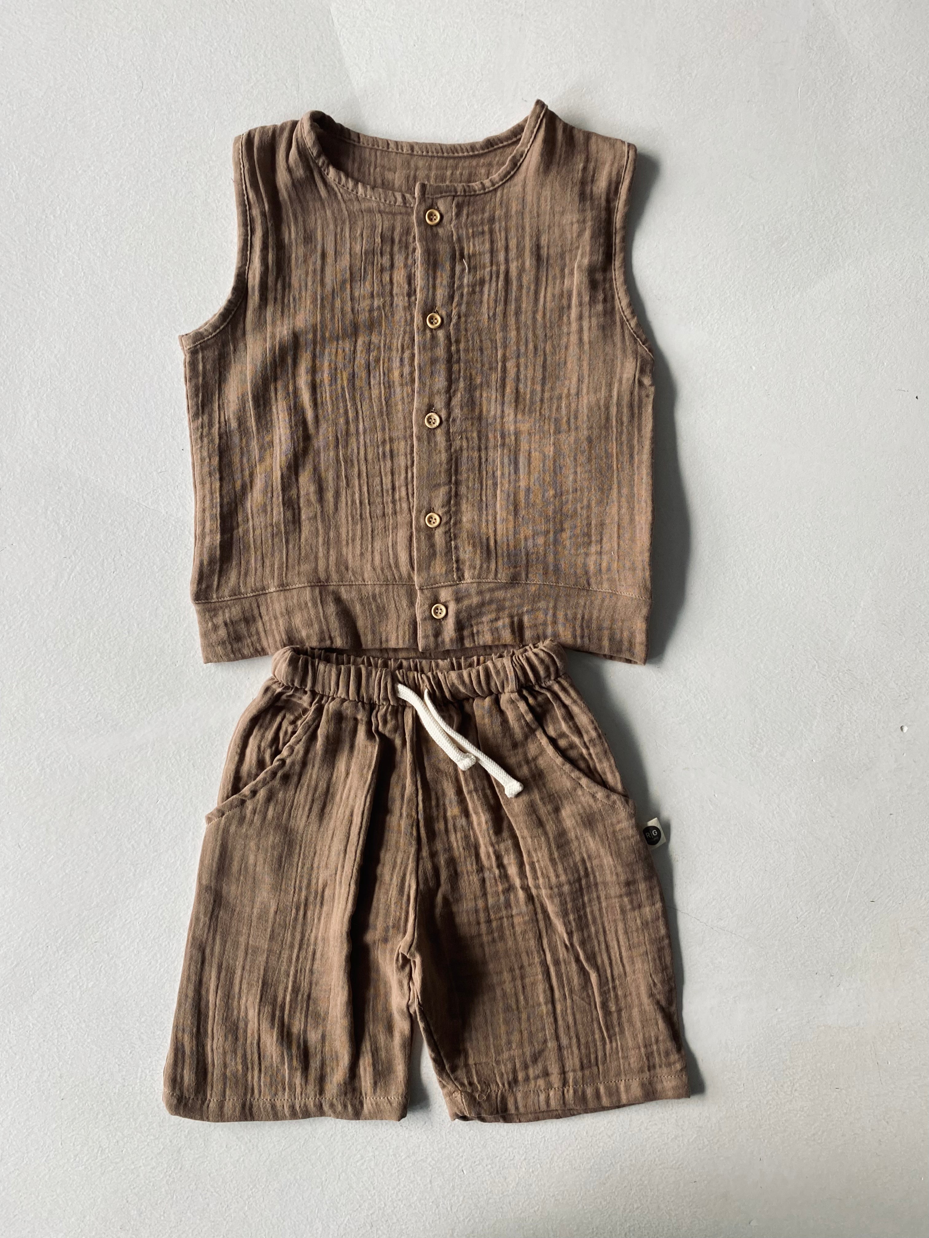 Baby Muslin Athletic Shorts Set - Soft & Breathable Cotton for Newborns & Toddlers - Perfect for Playtime, Sleepwear & Everyday Comfort