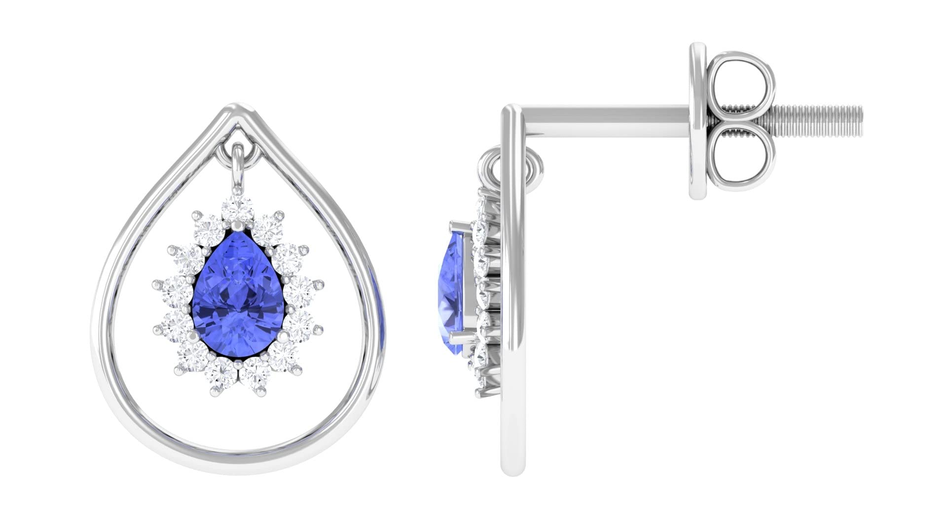 0.50 CT Tanzanite and Diamond Drop Earrings for Women - Minimalist Pear Shape Teardrop Earrings in 14K Solid Gold - Perfect for Weddings, Parties & Special Occasions