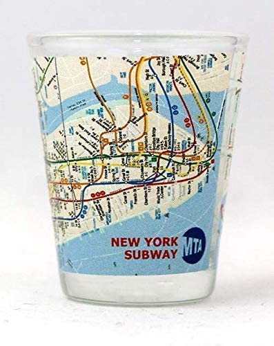 New York City Subway Map Shot Glass - NYC Themed Drinking Glass for Parties & Collectors - Perfect for Cocktails, Gifts & Home Bar Decor