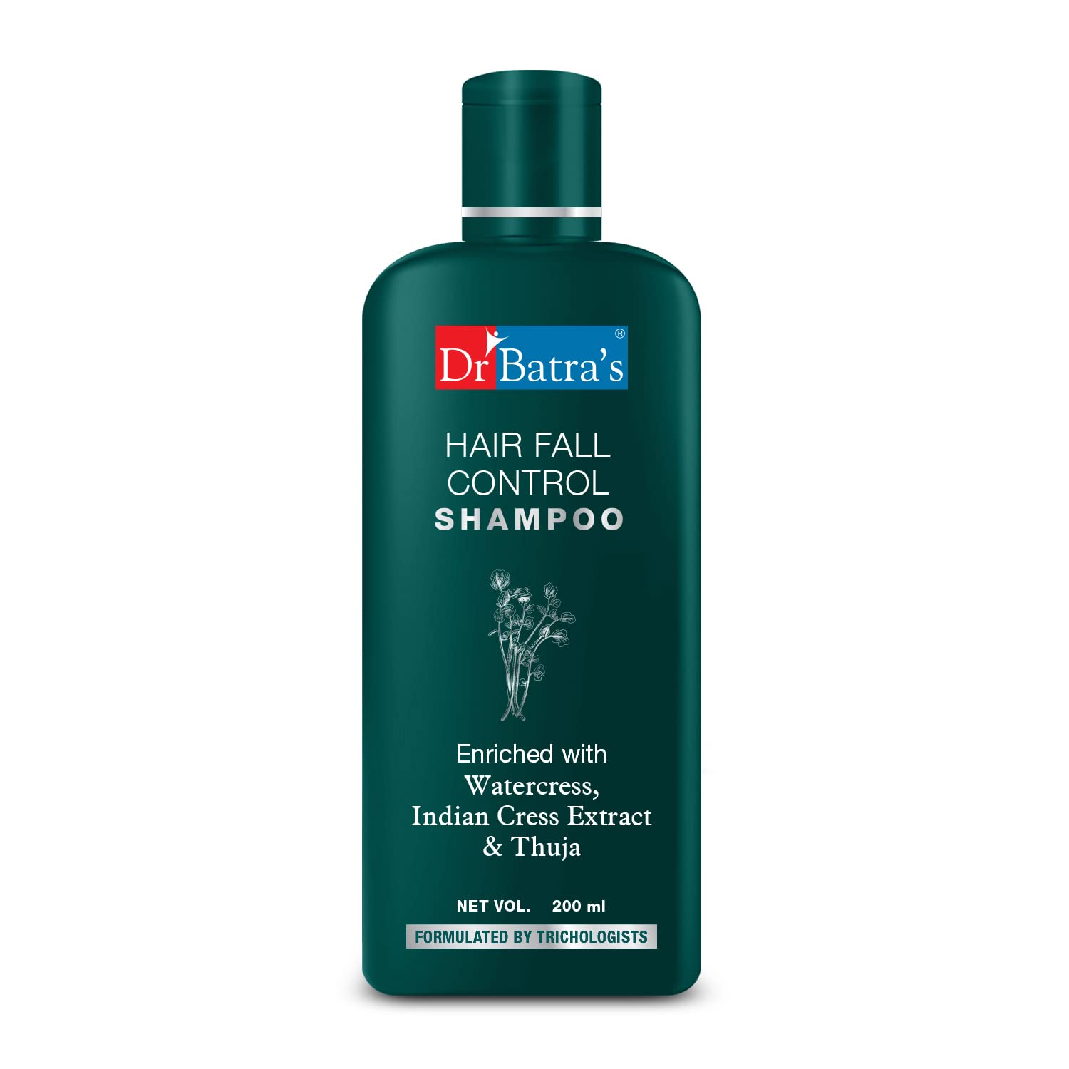Dr Batra's Herbal Hair Fall Control Shampoo - Natural Anti-Hair Loss Treatment, Paraben & Sulfate Free, Silicone Free Formula (200ml) - Best for Thinning Hair & Scalp Care - Perfect for Daily Use & Hair Regrowth Therapy