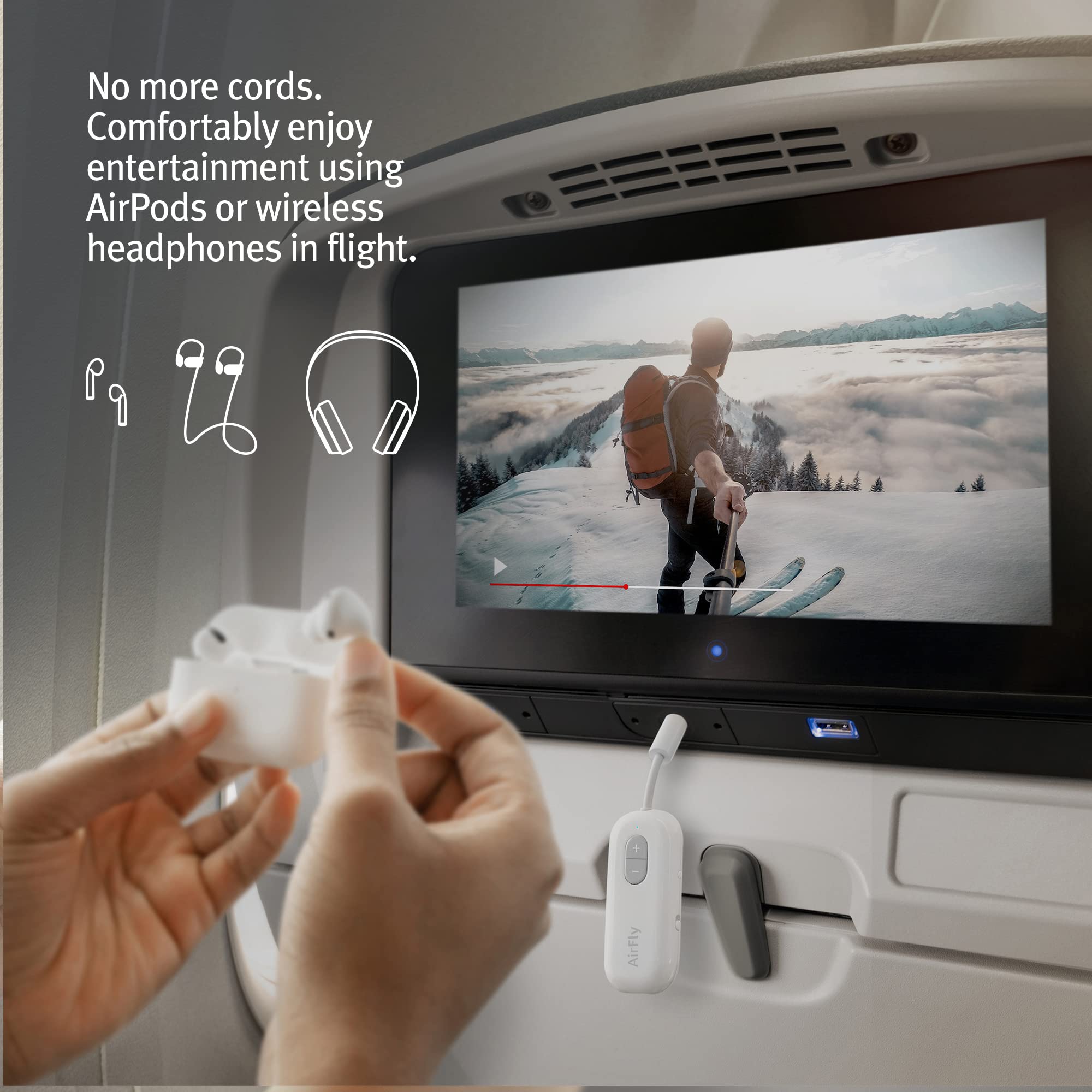Twelve South AirFly SE | Bluetooth Wireless Transmitter & Adapter for AirPods, Wireless Headphones & Noise-Cancelling Headphones | 20+ Hour Battery Life | Perfect for Airplane Travel & Gym Workouts