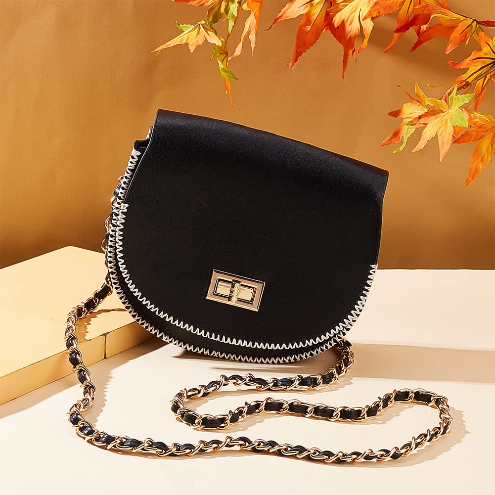 WADORN 48 Inch PU Leather Woven Crossbody Bag Strap with Toggle Clasp - Black Replacement Handbag Chain for Clutch, Evening Bag & Satchel | Durable & Stylish Purse Accessory for Women's Fashion & Night Out