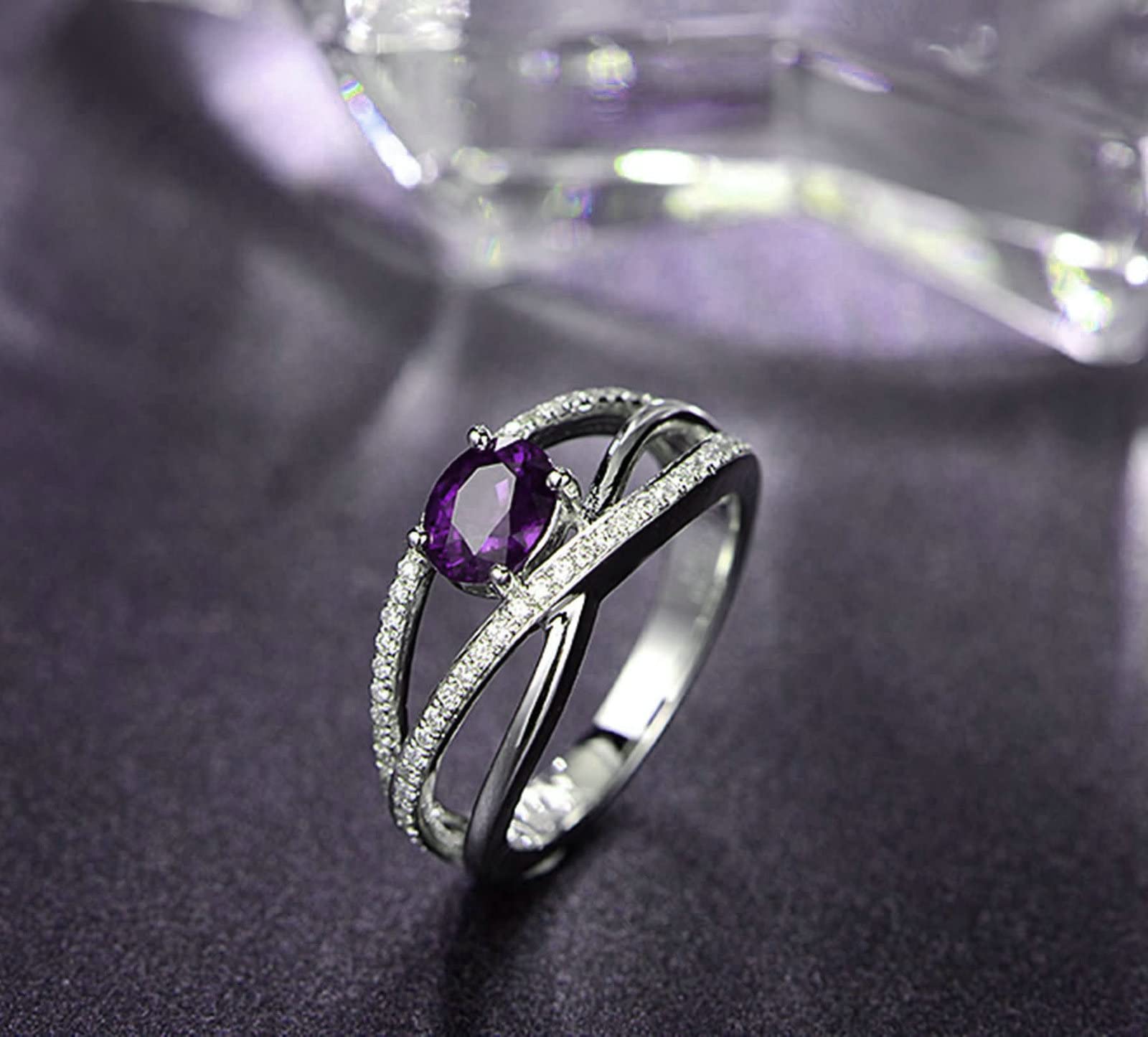 Sterling Silver Kids Rings & Amethyst Women's Rings - Elegant Oval Engagement Thin Band for Gifts, Birthday, Wedding & Everyday Wear