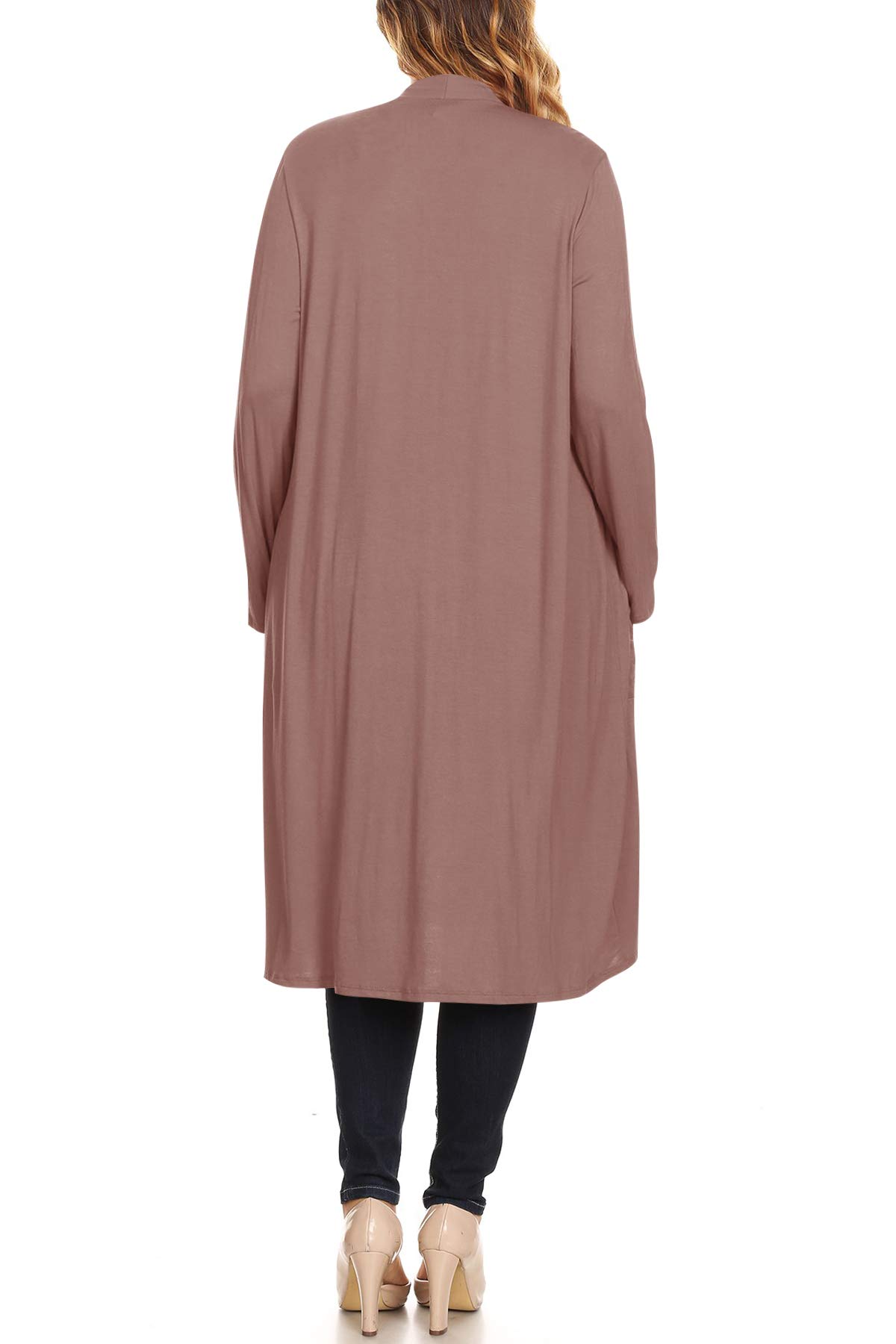 Plus Size Long Sleeve Open Front Midi Cardigan for Women - Cozy Loose Knit Cover Up for Office, Lounge & Fall Layering