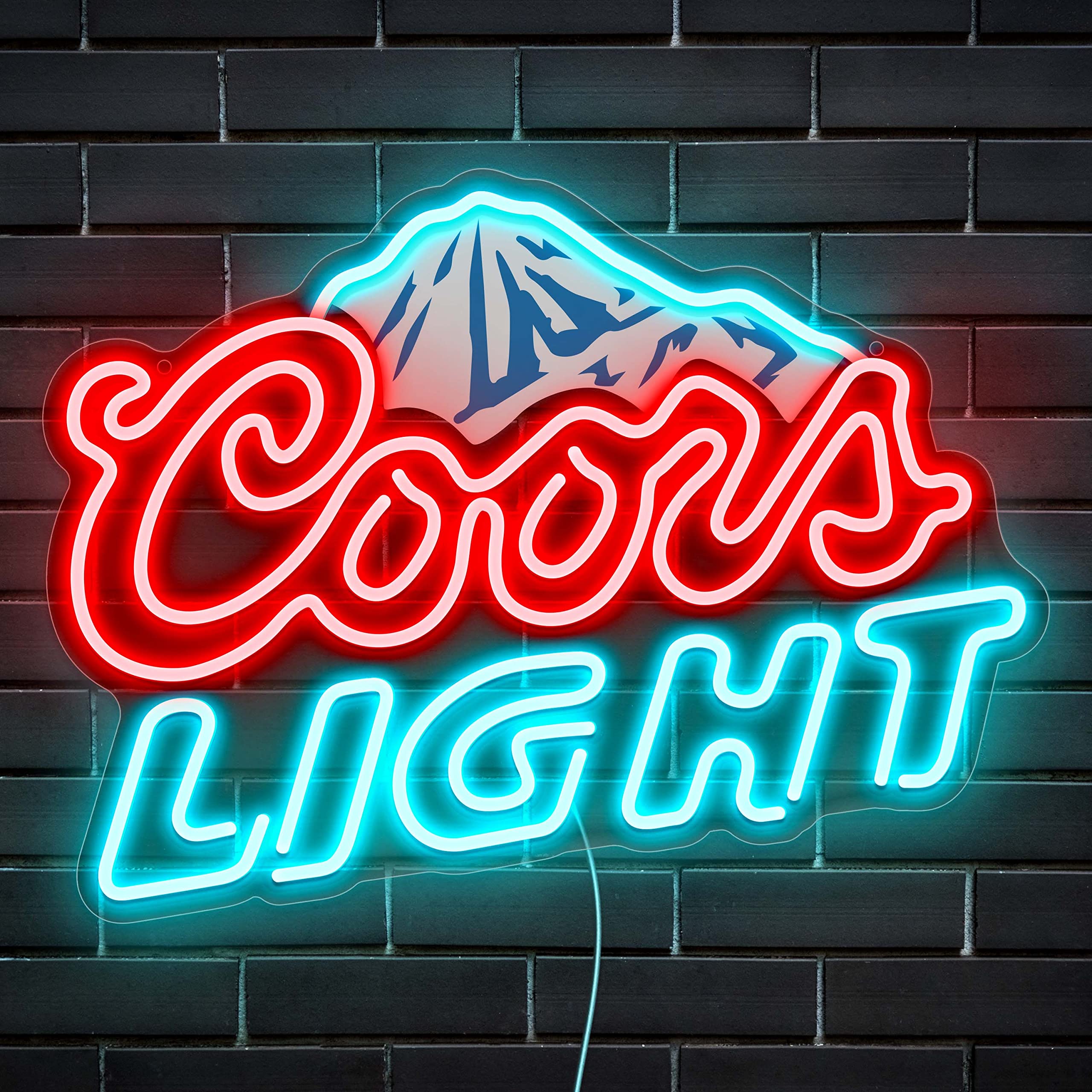 LED Beer Neon Sign for Man Cave & Home Bar Decor - Mountain Pattern Beer Logo Light - Perfect for Basement, Garage, or Tavern Lighting (16x12 Inches)