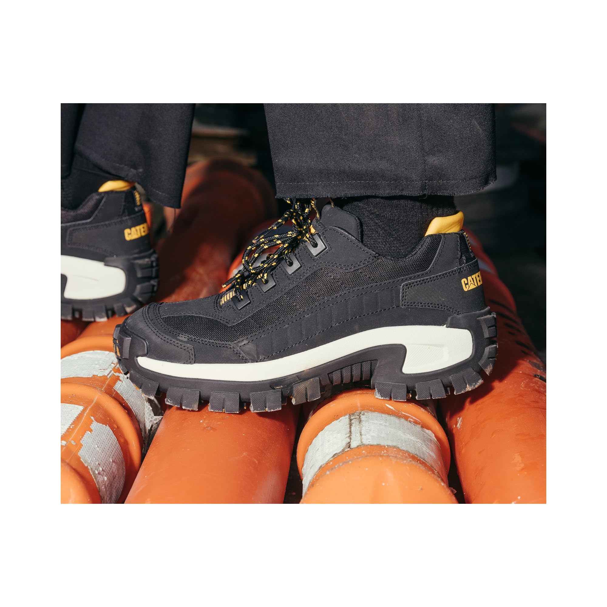 CAT Footwear Men's Invader Steel Toe Work Boots - Safety Shoes for Construction, Warehouse & Industrial Work - Slip Resistant & Electrical Hazard Protection