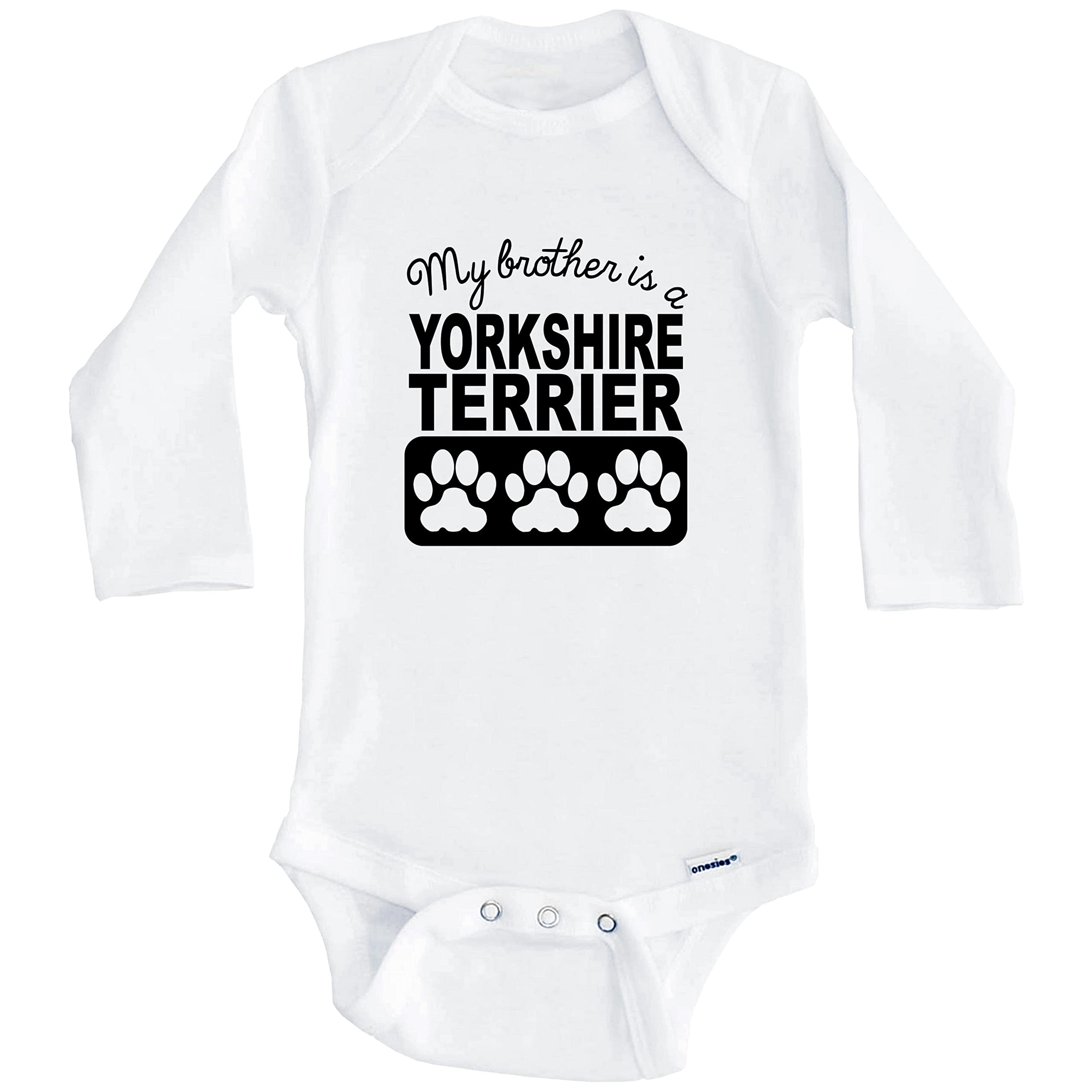 My Brother is a Yorkshire Terrier Baby Onesie - Cute Long Sleeve Bodysuit for Infants & Toddlers - Perfect for Family Photos, Sibling Matching Outfits & Casual Wear