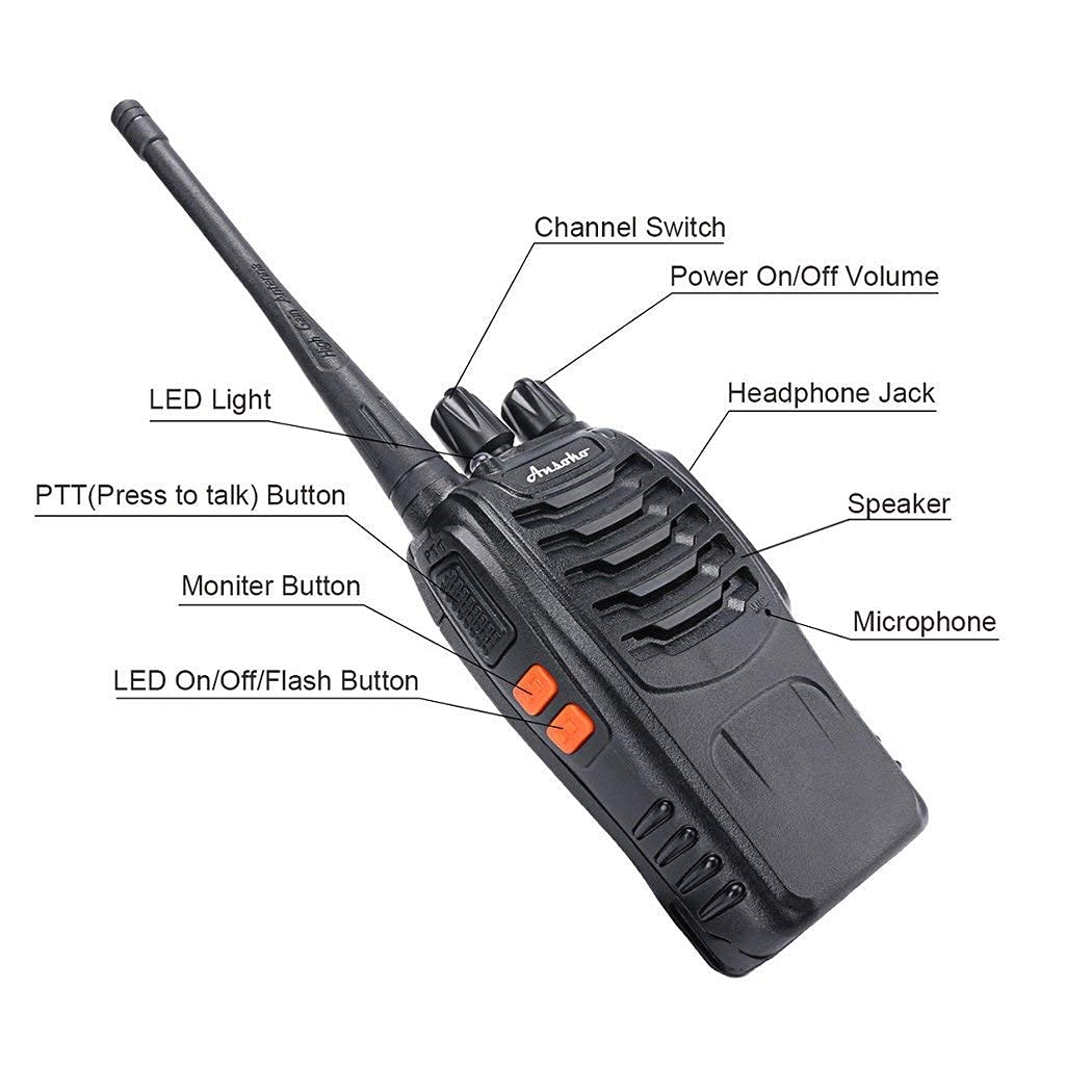 Long Range Walkie Talkies for Adults - Rechargeable Two Way Radios with 16 UHF Channels, 4-Pack - Ideal for Hiking, Camping, Construction & Outdoor Adventures
