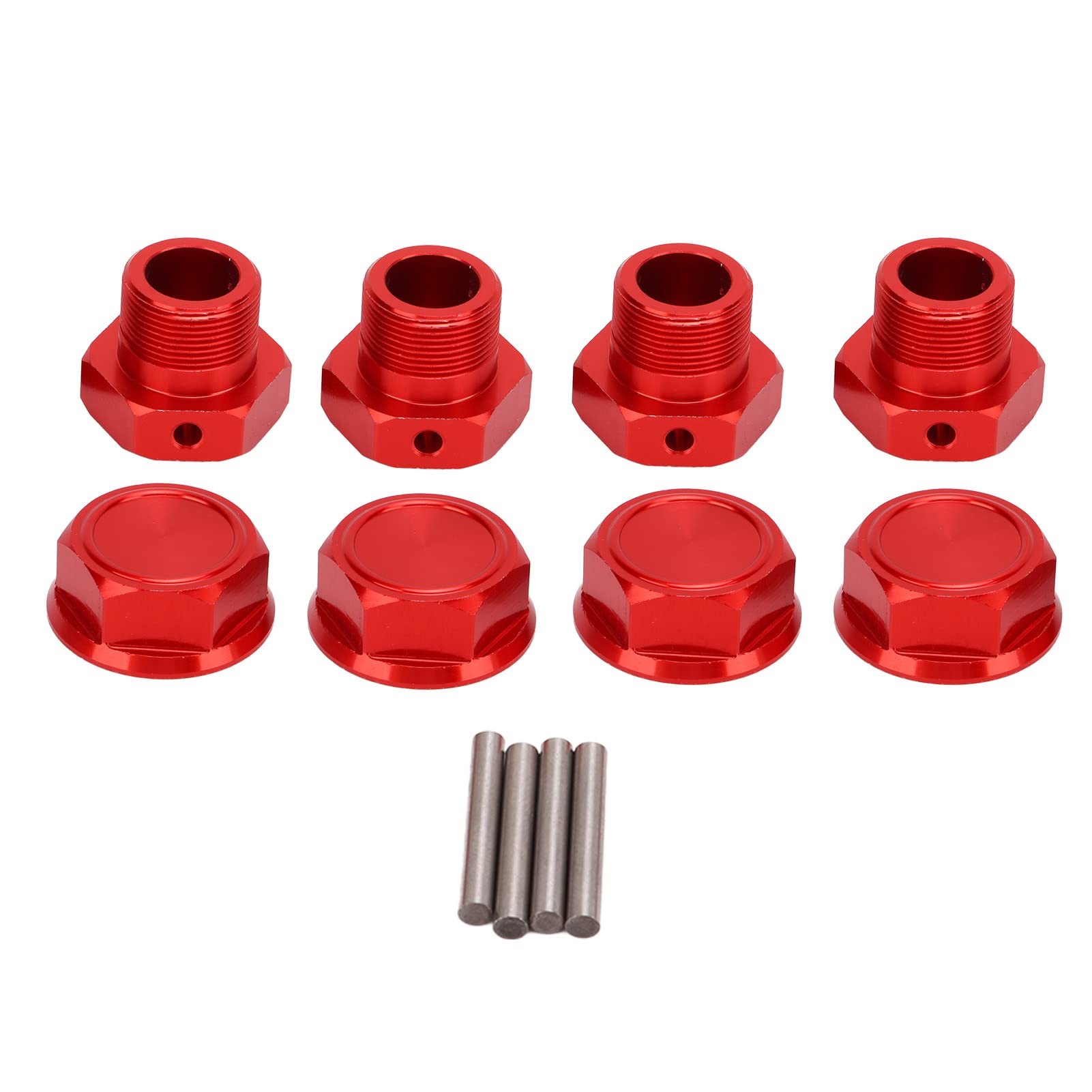 Drfeify RC Car Wheel Hex Hubs Set - 4pcs Metal Hex Coupler with Dustproof Design for RC Models (Red) | Perfect for Off-Road Racing & RC Car Upgrades