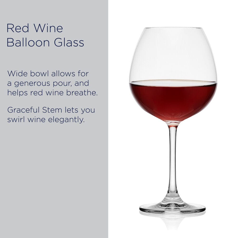 Premium Lana Set of 4 Red Wine Balloon Glasses - Elegant Large Bowl Crystal Stemware for Cabernet, Merlot & Bordeaux - Perfect for Dinner Parties, Romantic Dates & Wine Tasting Events