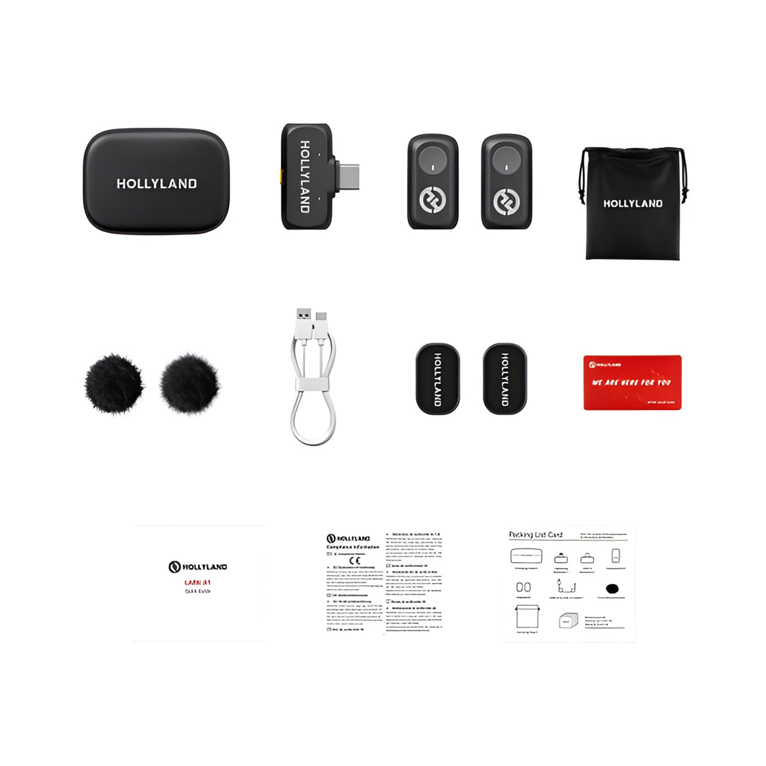 Hollyland LARK A1 Duo USB-C Wireless Microphones (6108 Duo) - Professional Dual-Channel Lavalier Mic for YouTube, Vlogging, Live Streaming & Interviews