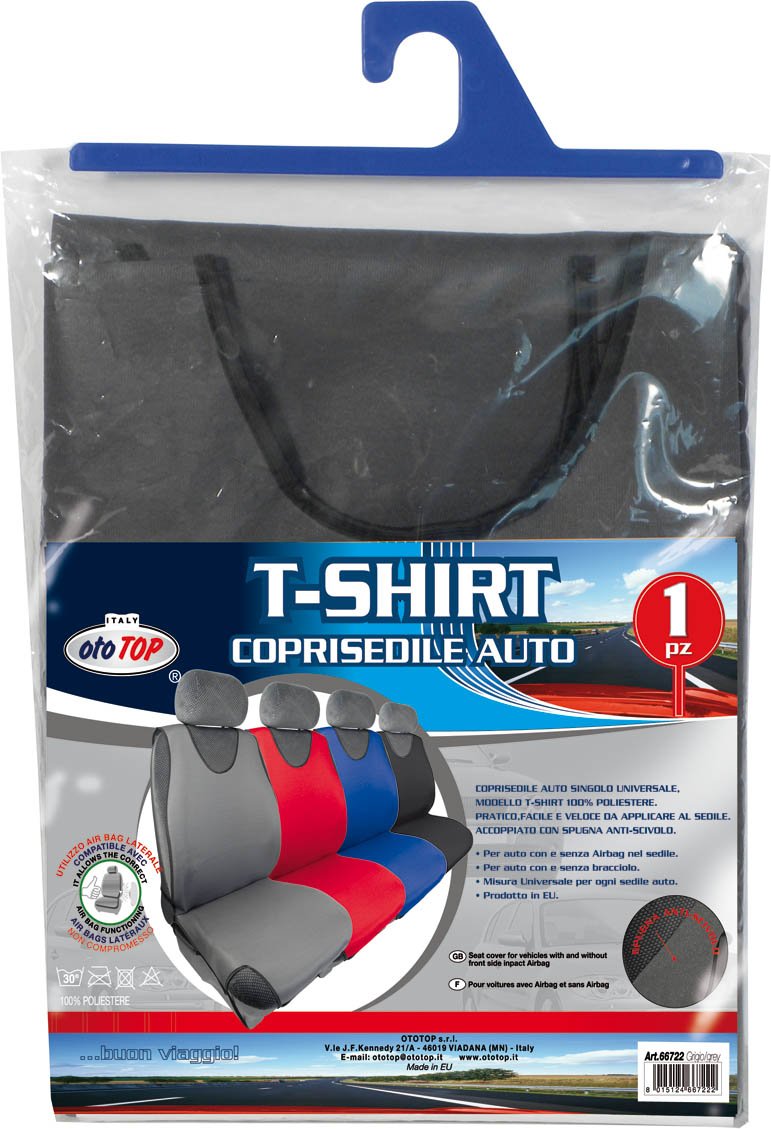 OTOTOP 66772 Universal Single Car Seat Cover T-Shirt - Blue, Durable Stretchable Fabric for Cars, SUVs & Trucks - Protects Seats from Spills, Stains & Wear - Perfect for Daily Commute, Road Trips & Family Outings