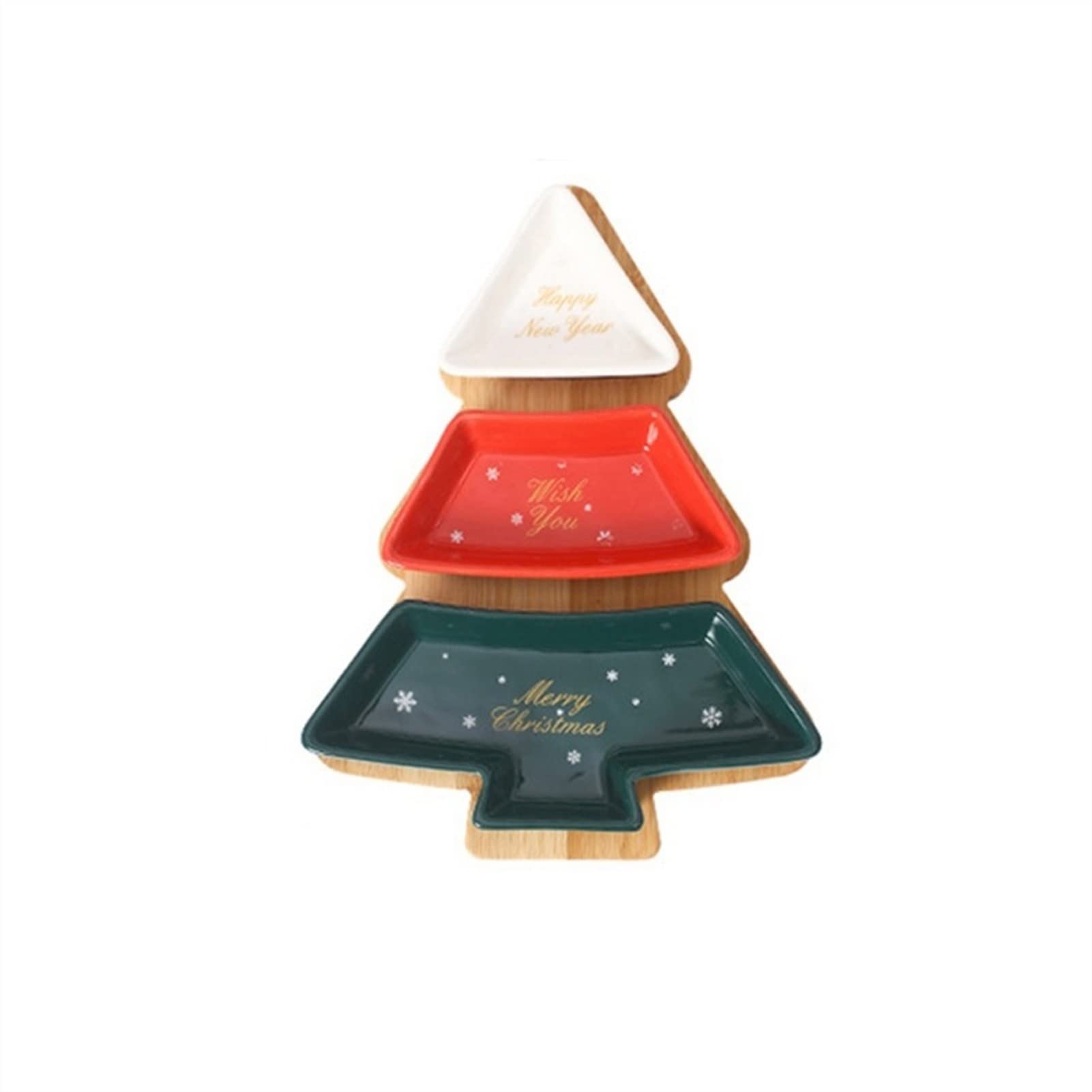 Christmas Tree Shaped Ceramic Dip Bowl - 4 Compartment Snack Plate for Candy, Nuts, Seeds & Dry Fruits | Perfect for Holiday Parties, Breakfast Trays & Entertaining Guests
