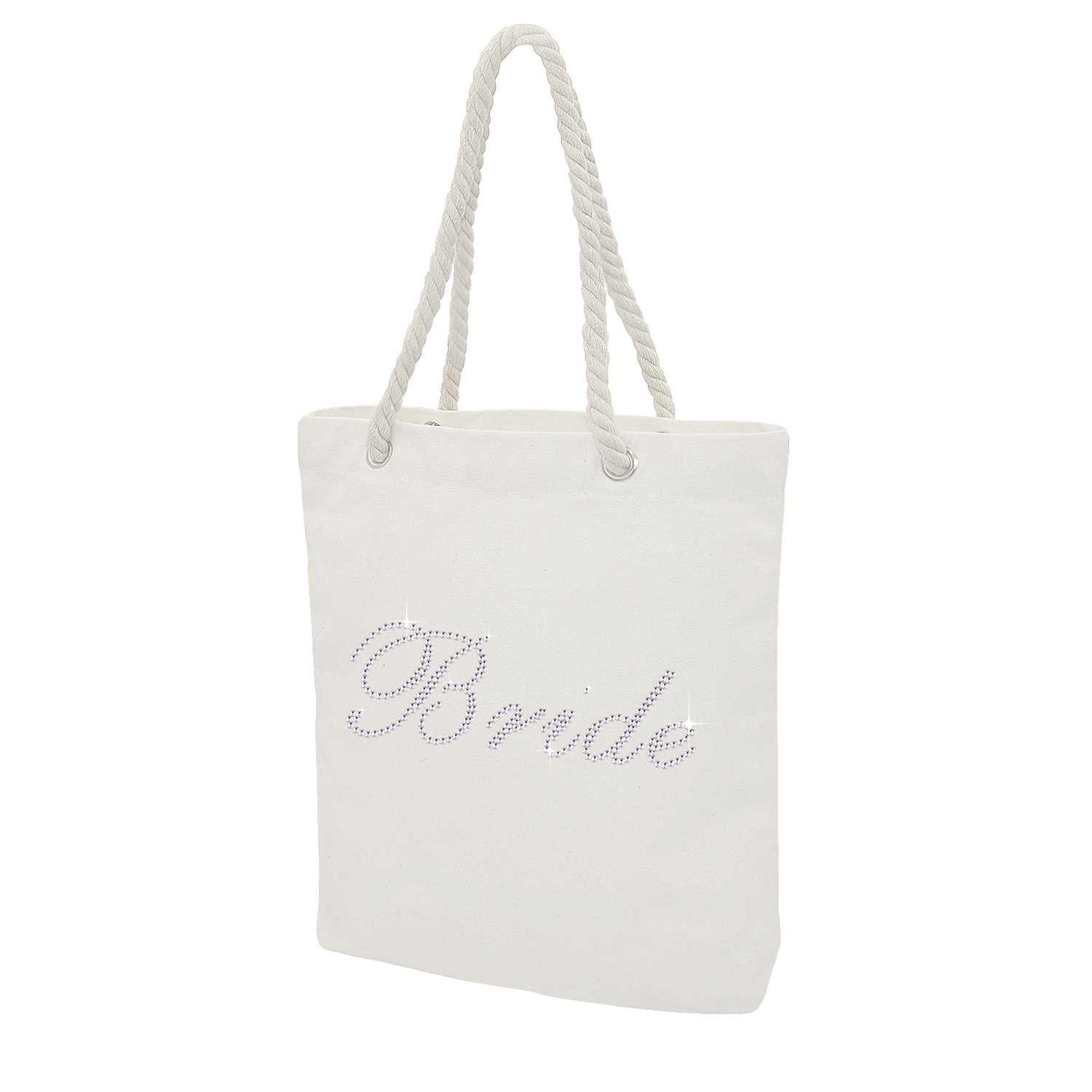 Custom Rhinestone Tote Bag for Bride & Bridesmaids - Elegant Cotton Bridal Shower Gift, Bachelorette Party Favor (Crystal Design) - Perfect for Wedding Celebrations & Girls' Night Out