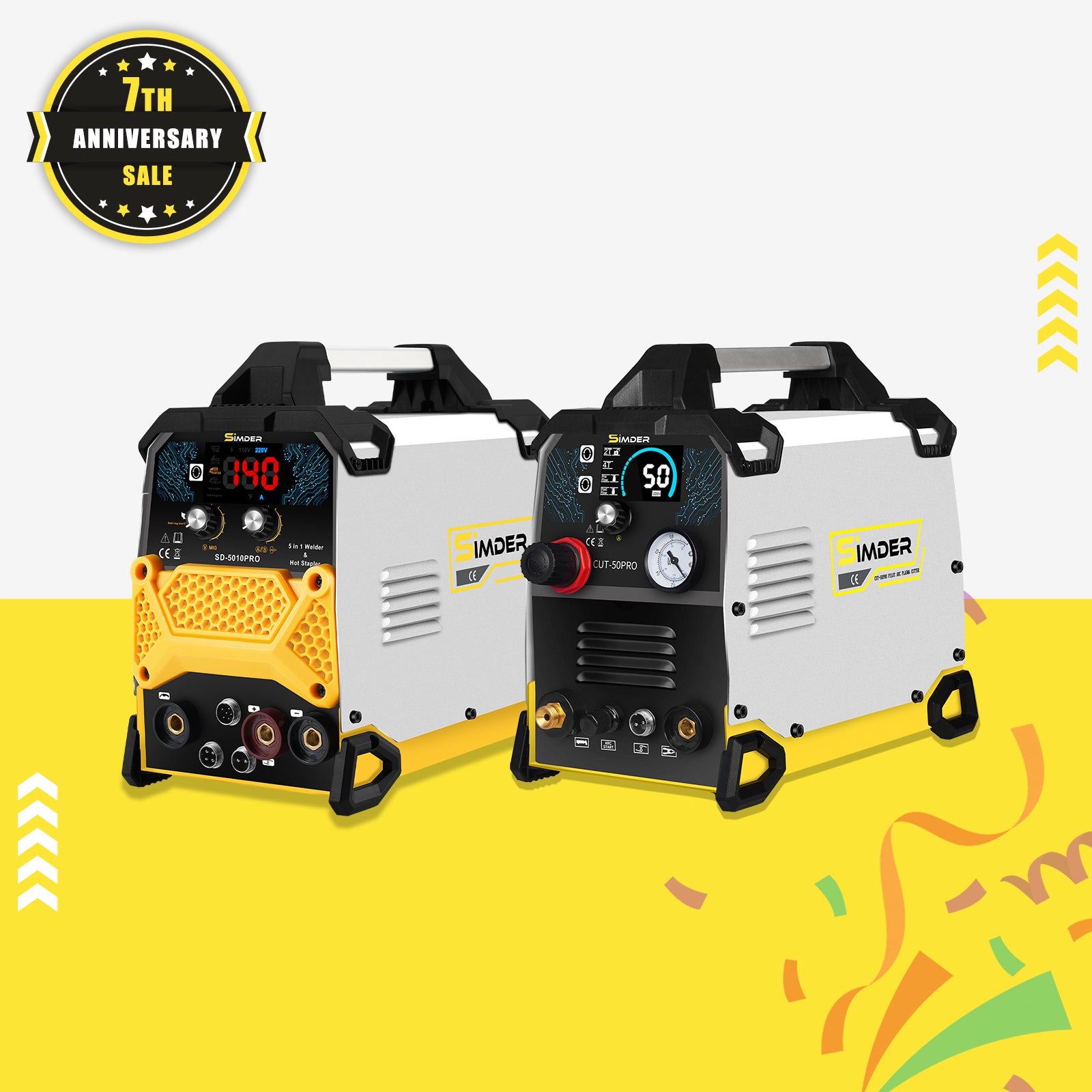 SSIMDER CUT 50PRO Pilot Arc Plasma Cutter with SD 5010PRO 5-in-1 Multi-Function Welder - Hot Stapler & Soldering Iron Kit for Metal Fabrication, DIY Projects, and Home Repairs