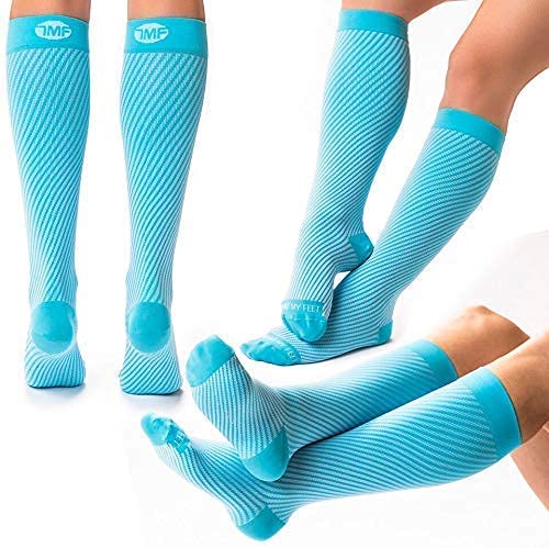 3 Pairs of Knee High Compression Socks for Women & Men - 20-30 mmHg Graduated Support for Circulation, Travel & Running - Black, Navy & Beige