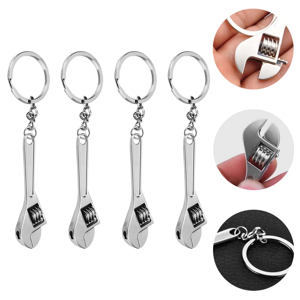 4pcs Durable Metal Wrench Keychain Set for Home & Car Keys