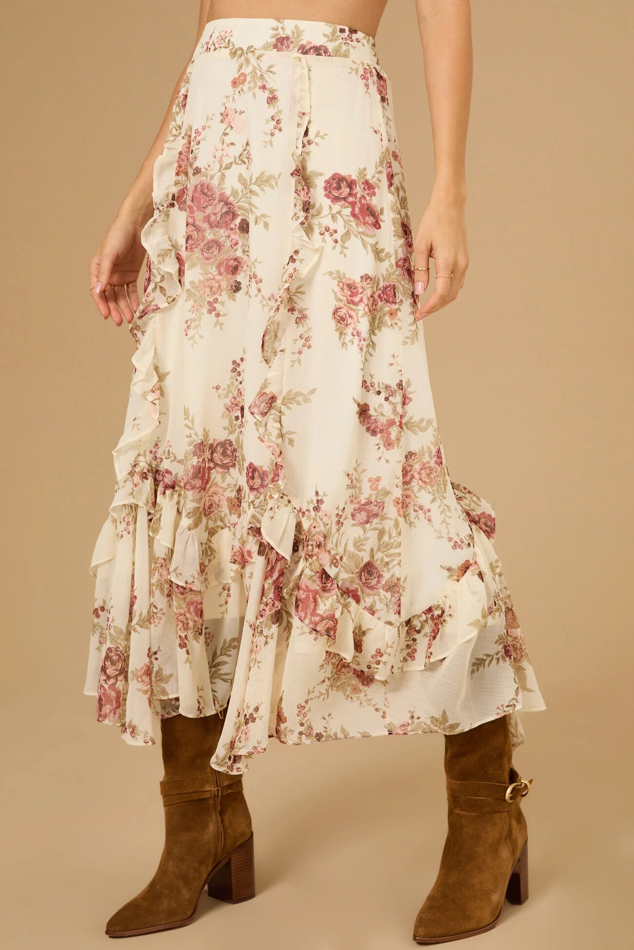 Isabella Floral Midi Skirt - Women's Summer A-Line Skirt with Pockets | Perfect for Beach, Vacation & Boho Outfits
