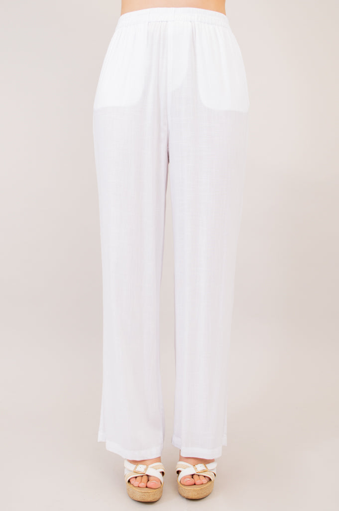 Bella Women's Linen Bamboo Pants - White | Comfortable & Breathable for Summer, Travel & Casual Wear