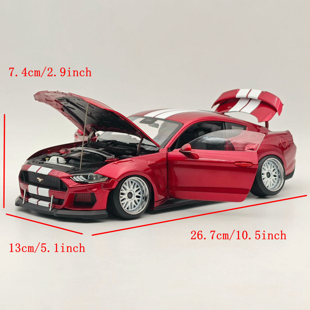 2019 Ford Mustang GT 1/18 Scale Diecast Model Car with Widebody Kit - Red RHD Collectible for Car Enthusiasts | Perfect for Display, Gifts, and Hobby Collections