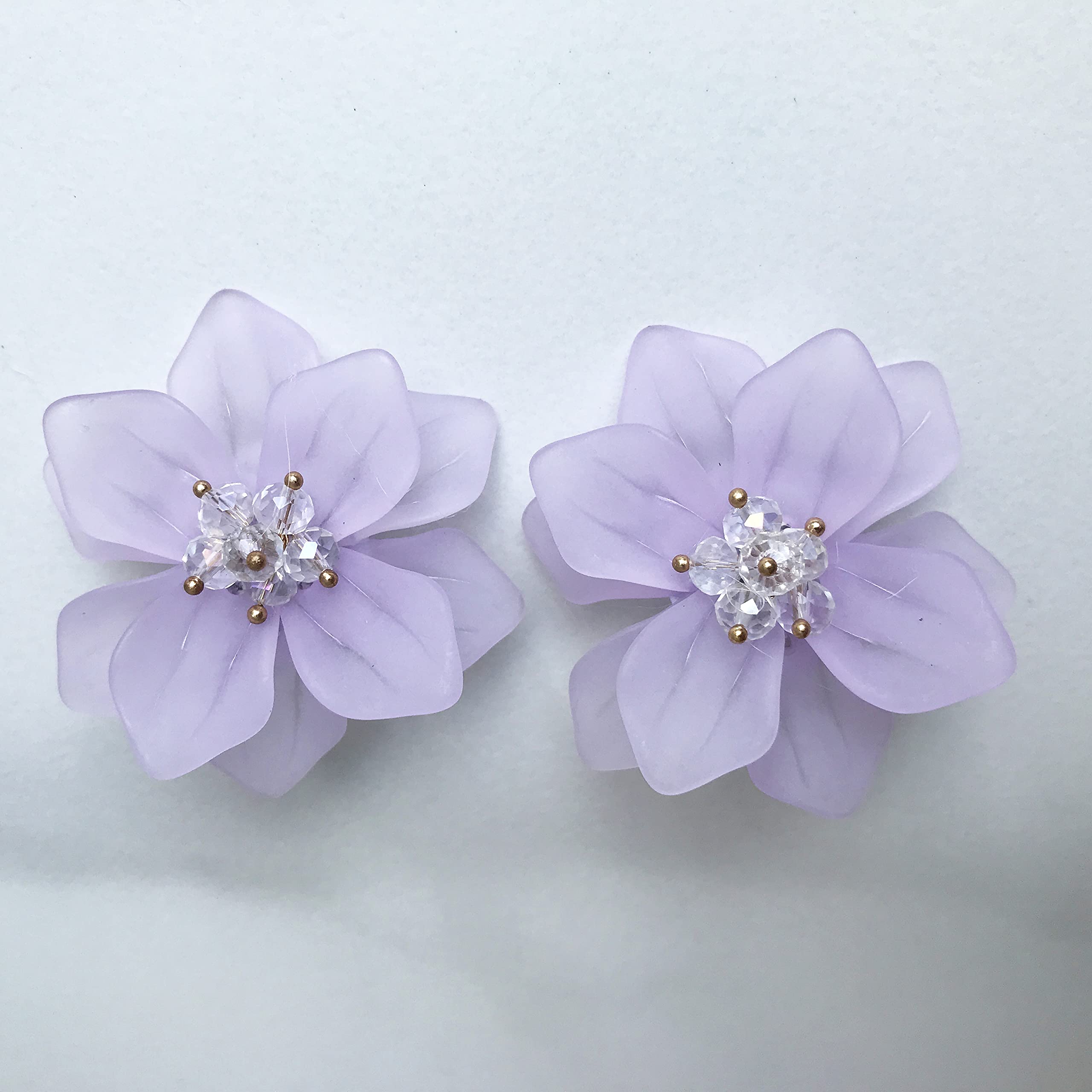 Handmade Bohemian Matte Resin Flower Stud Earrings - Elegant Acrylic Petal Dangle Drop Earrings for Women, Unique Statement Jewelry Gift for Birthday, Wedding & Special Occasions