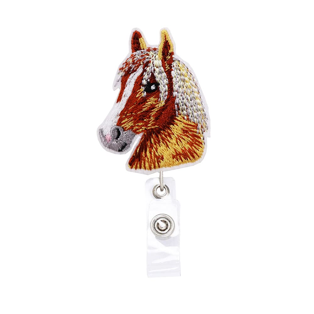 Horse Animal Retractable ID Badge Holder with Alligator Clip - 24 Inch Durable Lanyard for Name Tags, Security Cards & Work IDs - Perfect for Offices, Schools, Conventions & Veterinary Clinics