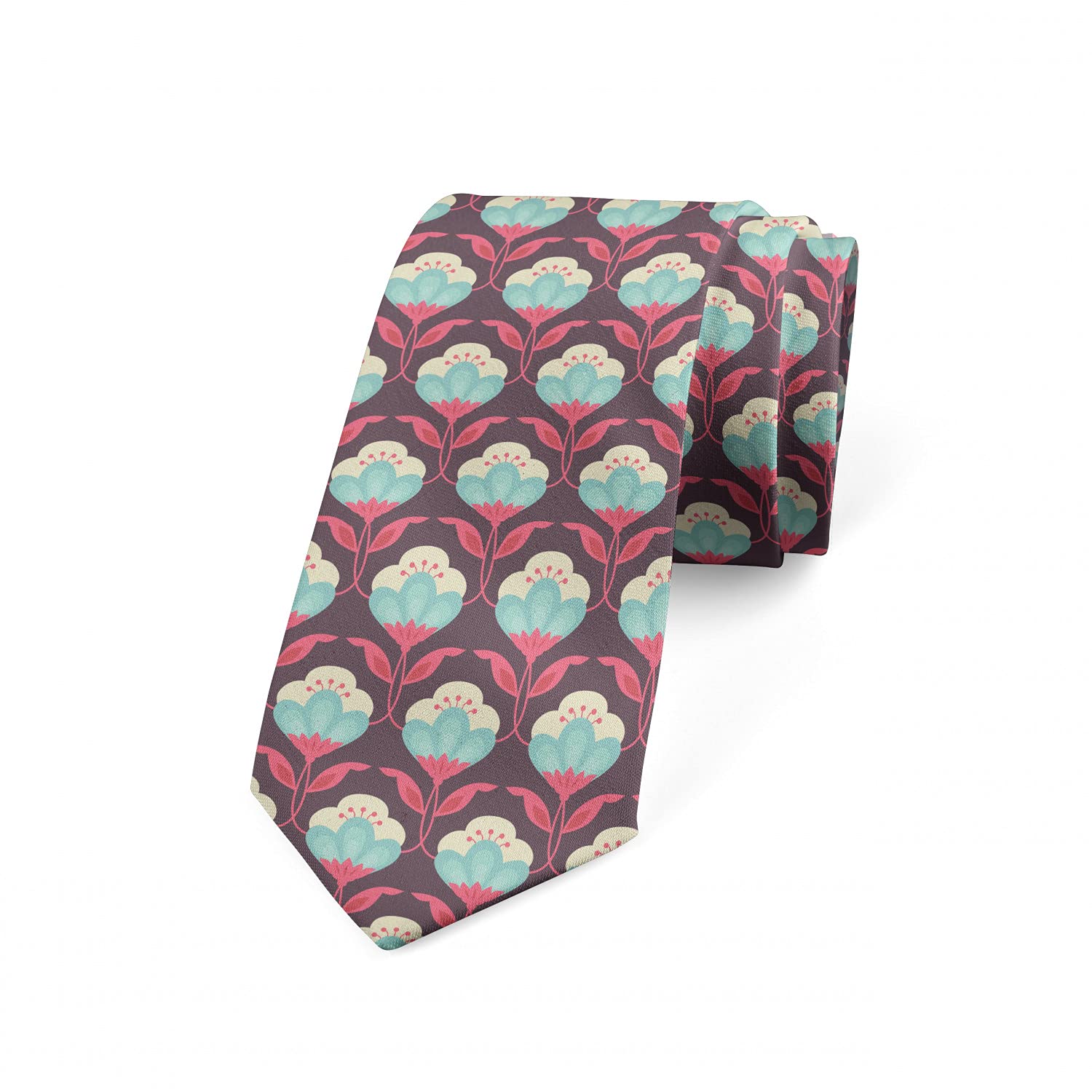 Ambesonne Vintage Floral Romance Necktie - 3.7