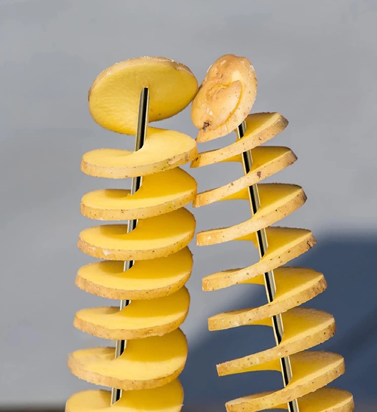 SEREBRUM Tornado Spiral Potato Cutter - Manual Vegetable Slicer for Sweet Potato, Zucchini & Carrot - 4 Stainless Steel Blades - Perfect for Making Chips, Curly Fries & Healthy Snacks at Home