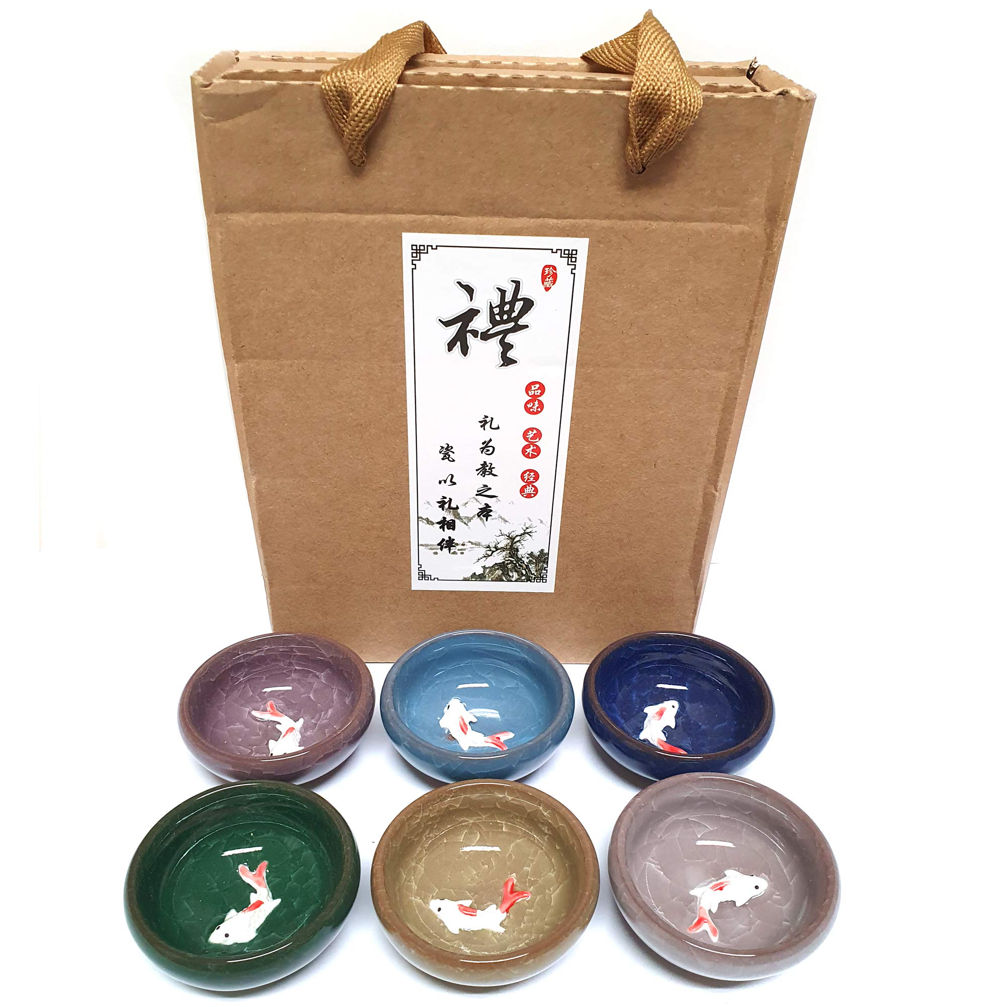 Korean Soju Shot Glasses Set - Handcrafted Ceramic Fish Design for Whiskey, Tequila & Sake Cocktails