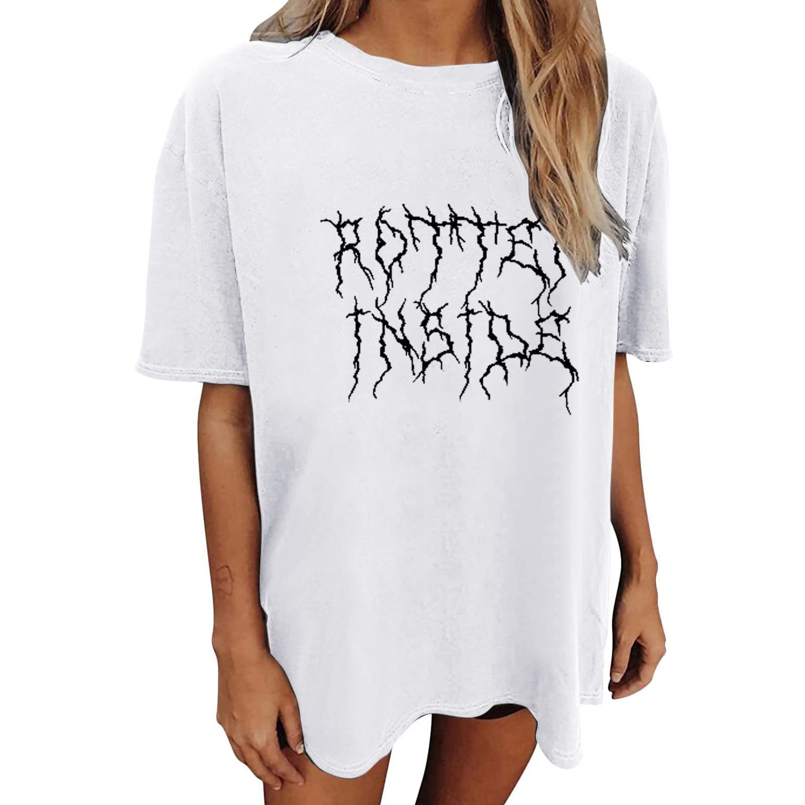 Women's Fit Short Sleeve Crew Neck Skeleton Printed T-Shirt - Summer Casual Loose Funny Graphic Tee for Women - Perfect for Parties, Halloween Costumes & Everyday Wear