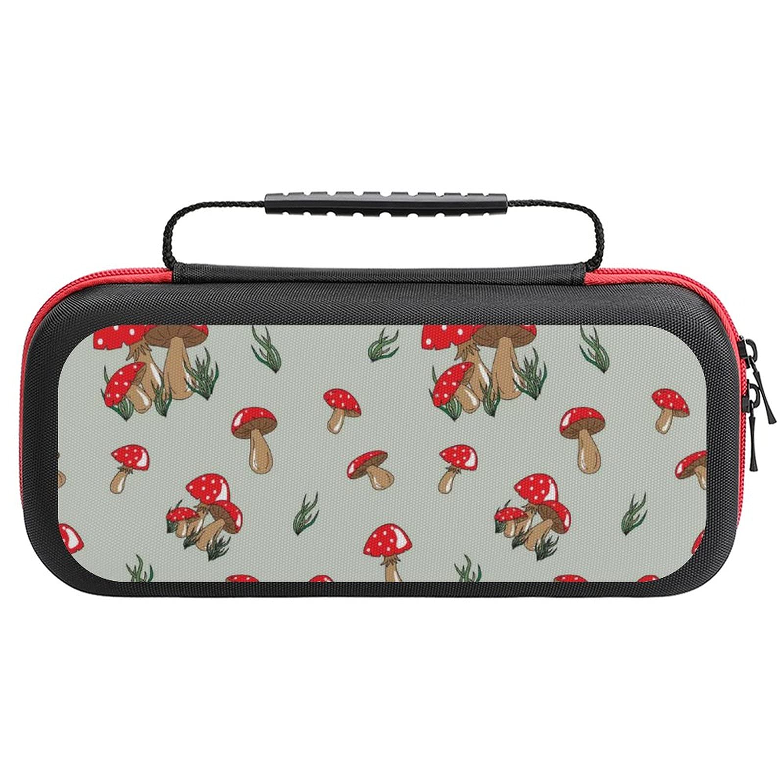 Redcap Mushrooms Printed Carrying Case for Nintendo Switch Lite - Waterproof Travel Storage Bag with Accessories Pouch | Perfect for Gaming On-The-Go & Travel Protection