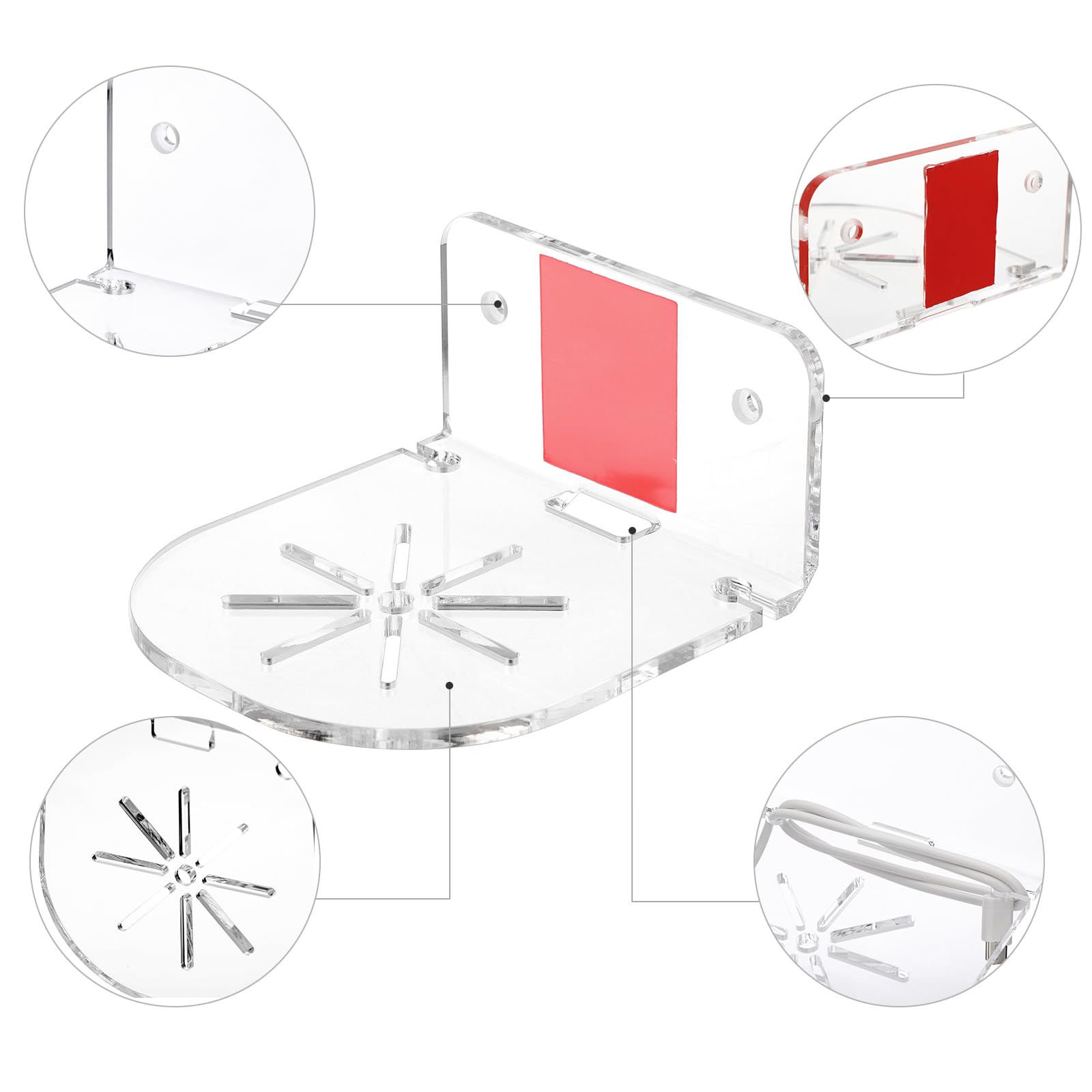 3PCS Clear Acrylic Wall Shelves with Adhesive & Screws - Universal Mounting Bracket for Security Cameras, Speakers, Home Decor - Perfect for Home Security, Office Setup & Smart Device Organization