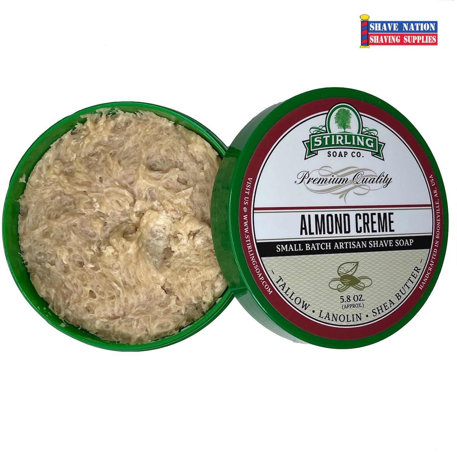 Premium Stirling Shaving Soap for Men - All-Natural Glycerin Shaving Soap Bar with Shea Butter & Essential Oils - Smooth, Close Shave for Sensitive Skin - Perfect for Wet Shaving, Travel & Grooming Kits