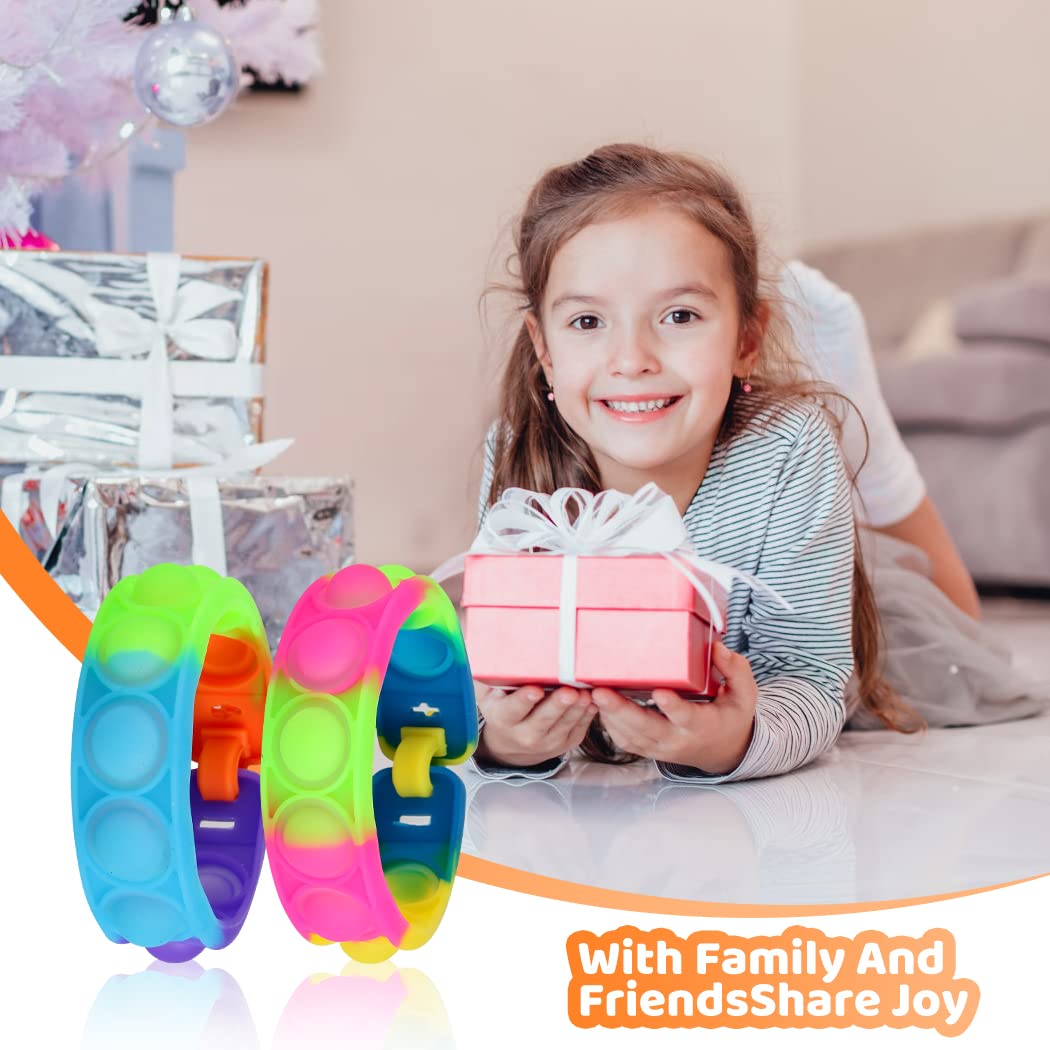 24 Pack Adjustable Pop Bracelet Toy Set - 2 Sizes, Wearable Push Bubble Sensory Fidget Toys for Kids & Adults - Perfect for Easter Basket Stuffers, Stress Relief, Classroom Rewards and Party Favors