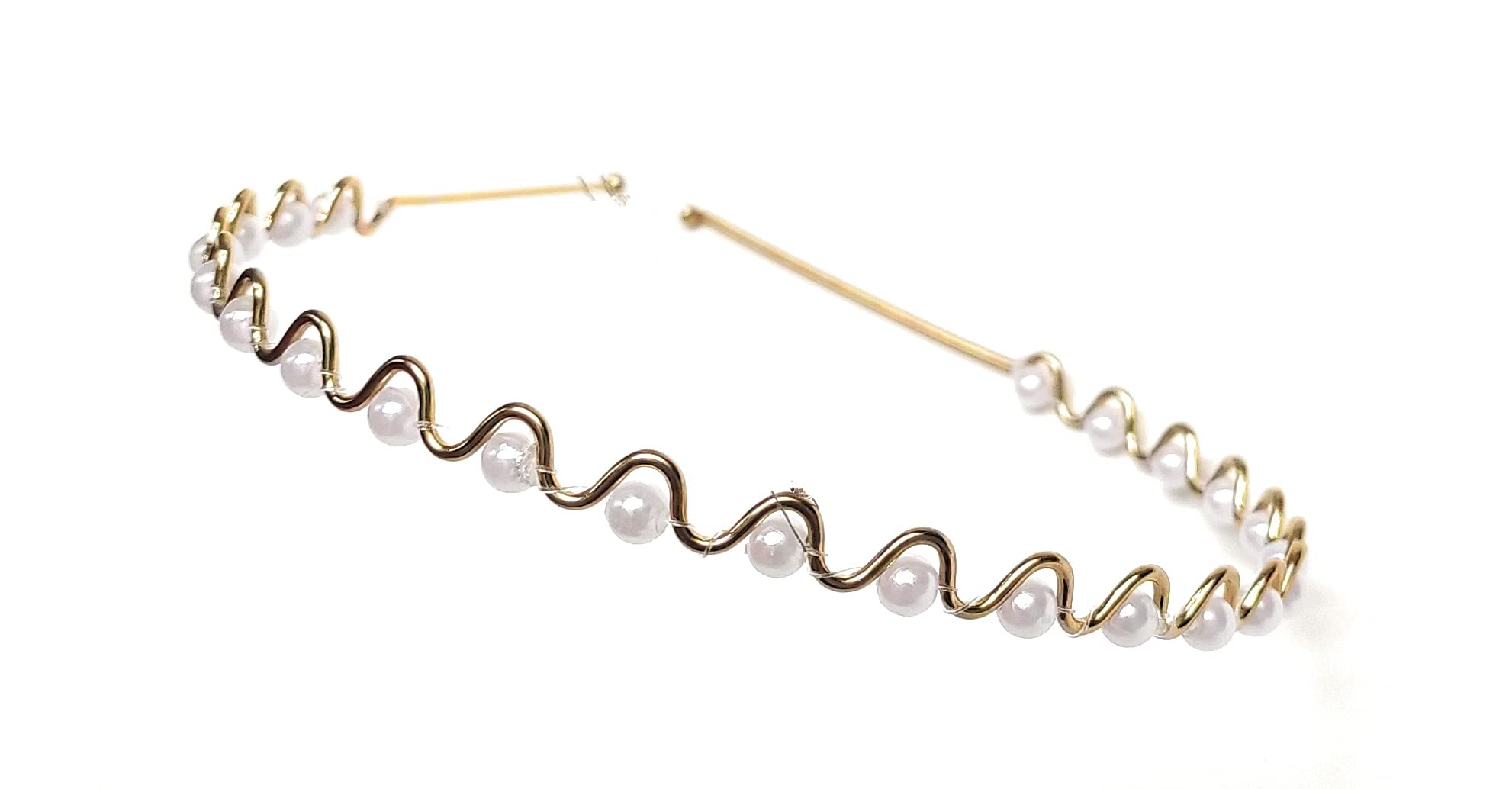 MOOLYAVAAN Silver White Pearl Beaded Metal Headband for Women & Girls - Elegant Hair Accessory for Weddings, Parties & Everyday Wear (Pack of 1)