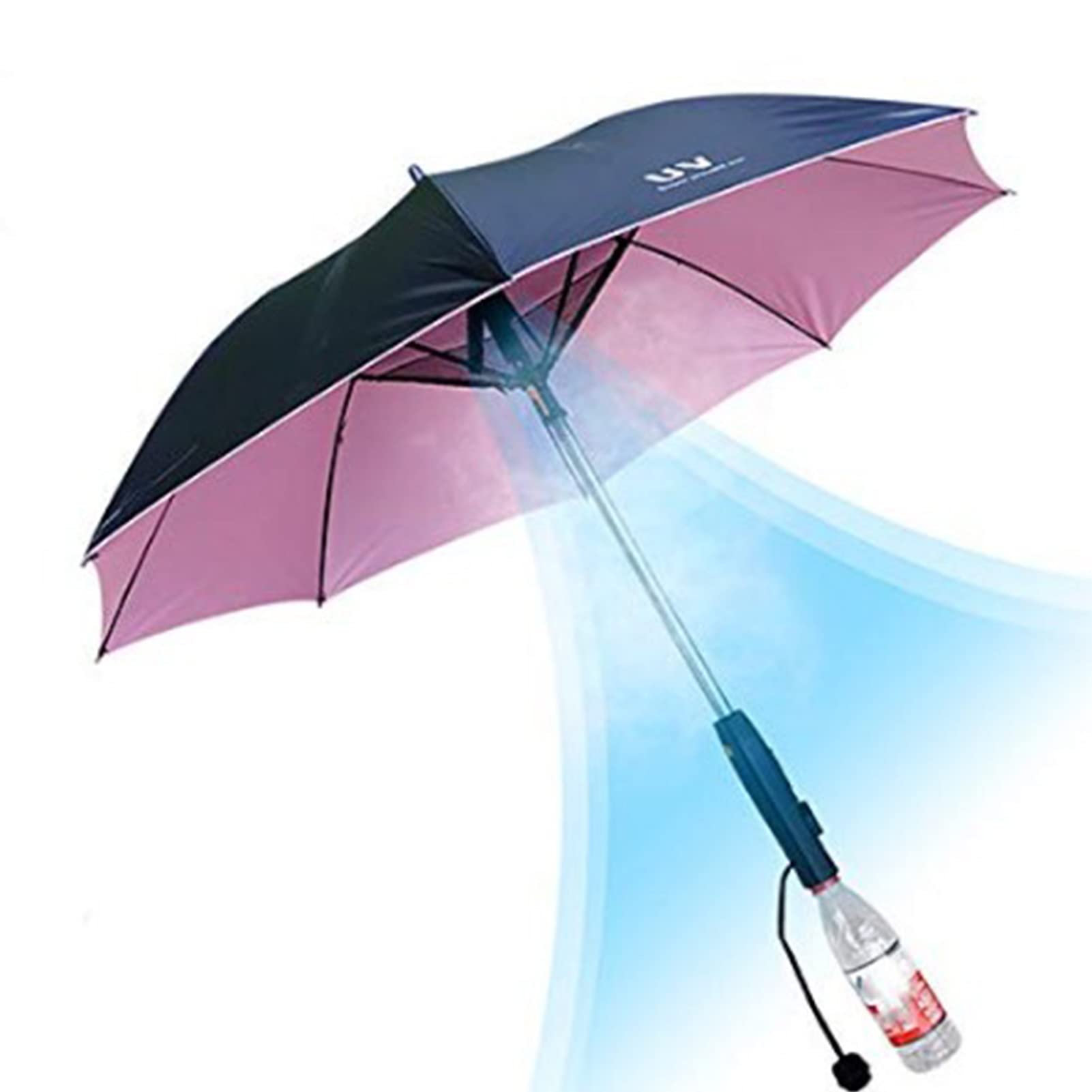 UV Protection Sun Umbrella with Built-in Spray Fan & Water Bottle Holder - Portable Multi-Function Rain Umbrella for Beach, Hiking, Travel & Outdoor Activities