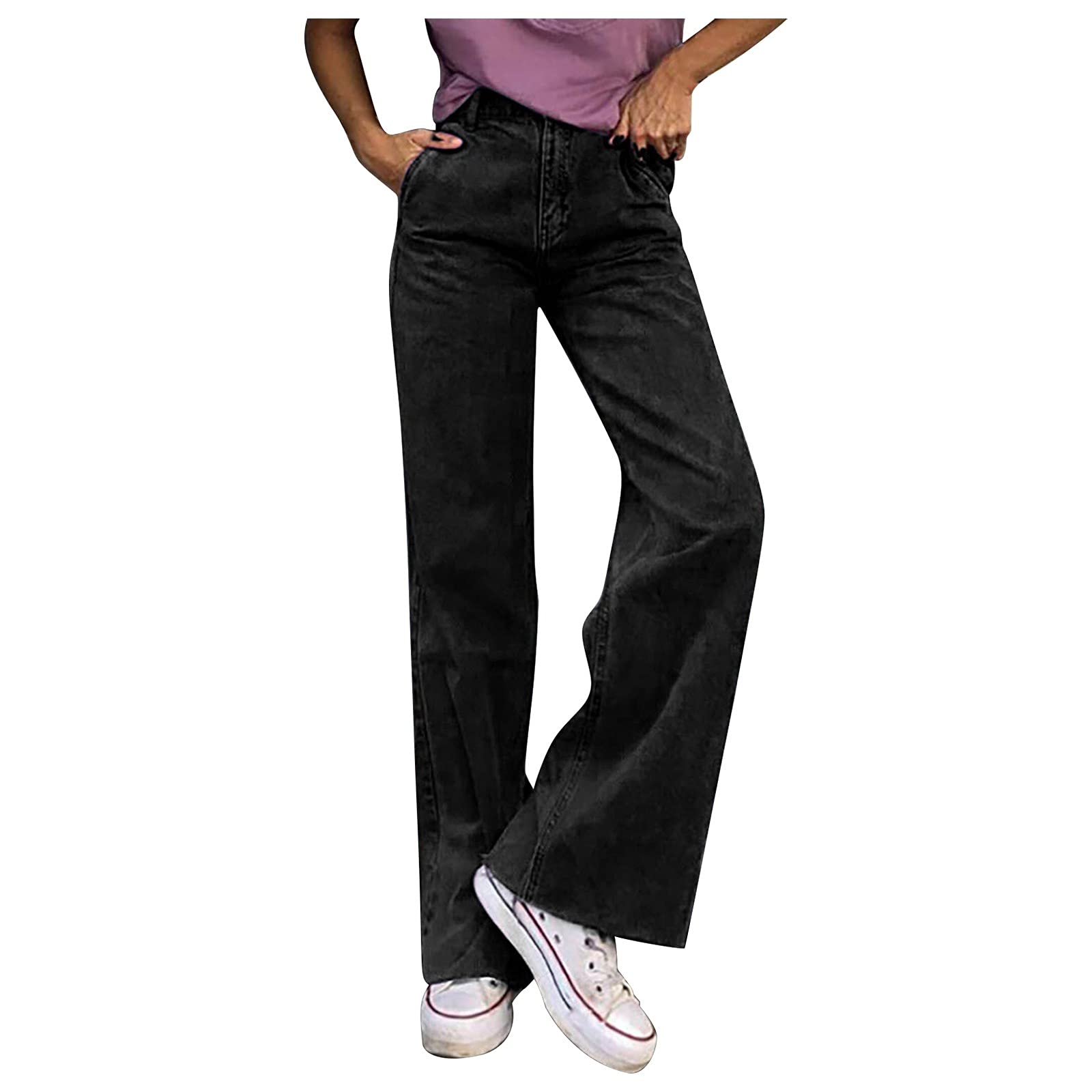 Women's High Waisted Wide Leg Jeans - Casual Denim Pants for Everyday Wear